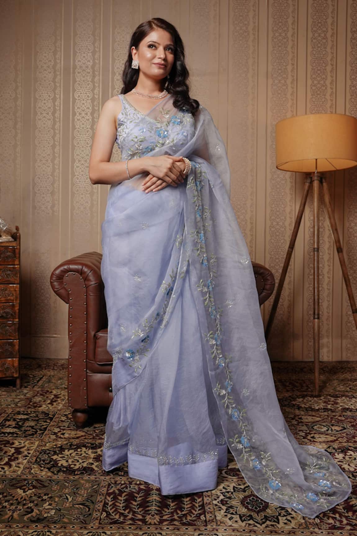 Gul By Aishwarya Floral Embroidered Saree With Blouse 