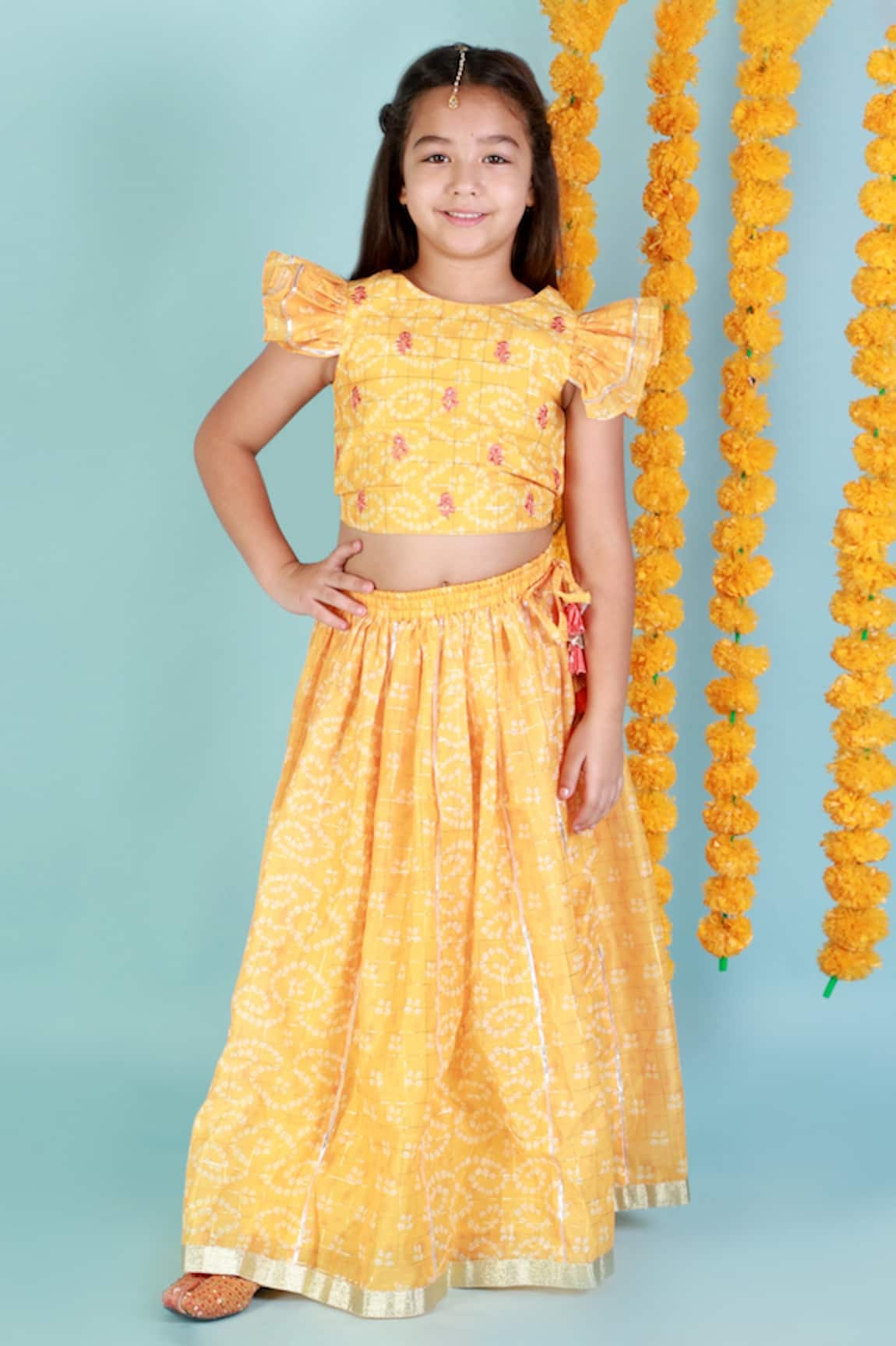 Lil Drama Bandhej Print Lehenga & Choli Set 