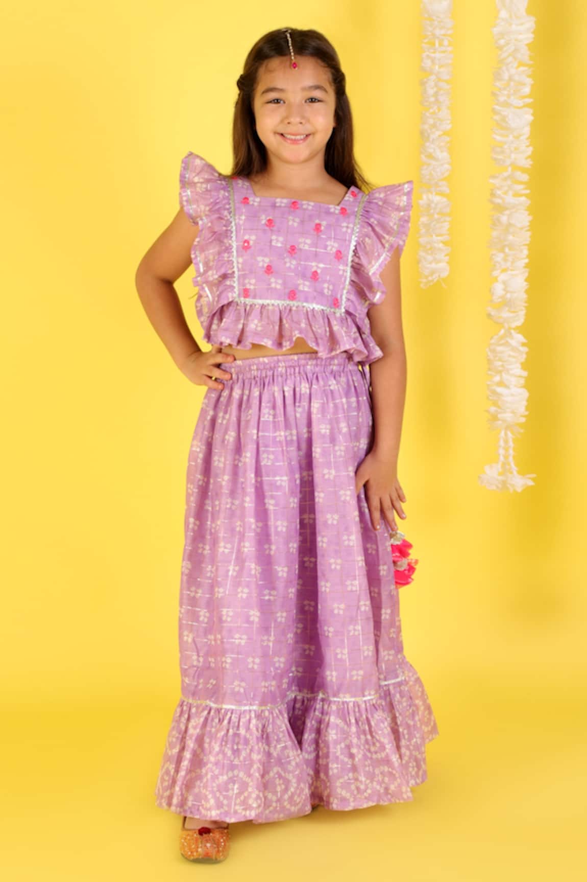 Lil Drama Bandhej Print Lehenga & Choli Set 