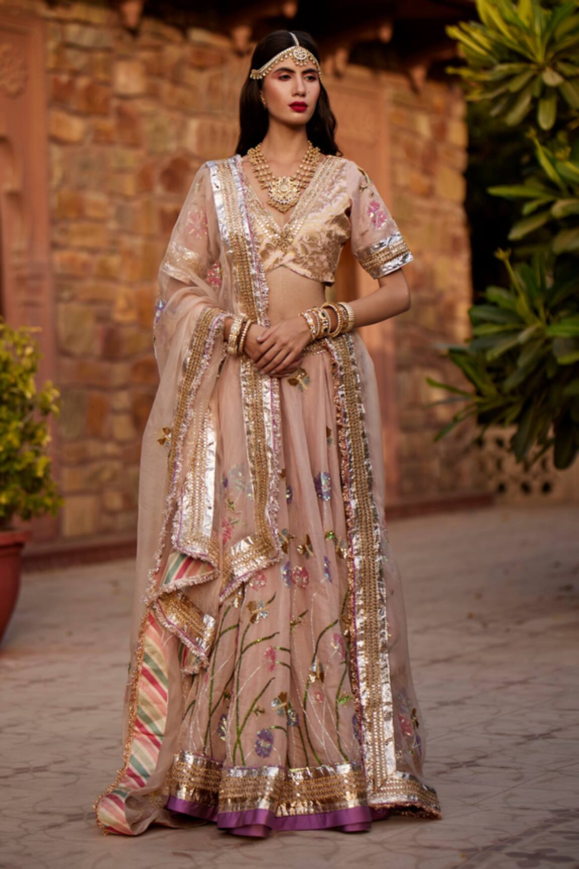 Atelier Shikaarbagh Floral Embroidered Bridal Lehenga Set 
