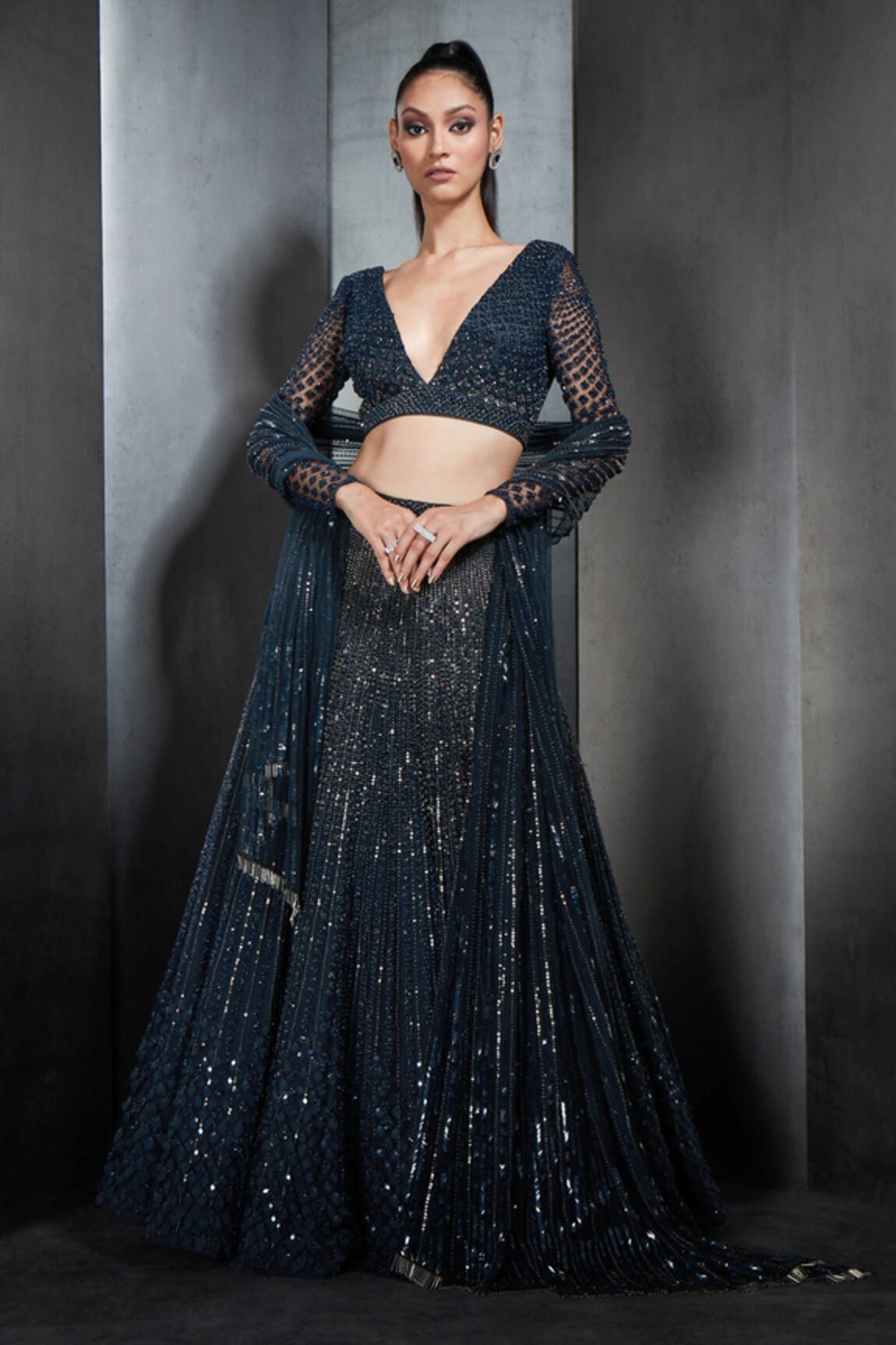 Rohit Gandhi + Rahul Khanna Embroidered Lehenga & Blouse Set