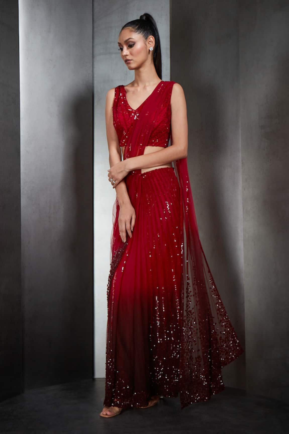 Rohit Gandhi + Rahul Khanna Ombre Pre-Draped Saree