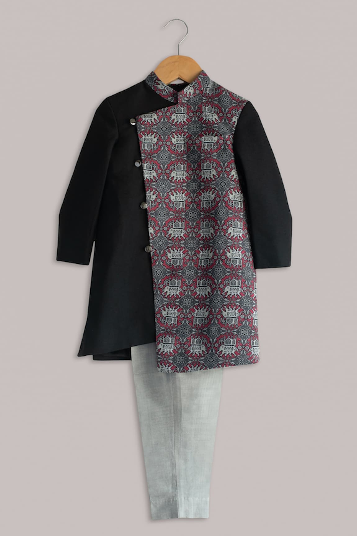 Minikin Elephant Print Sherwani Set