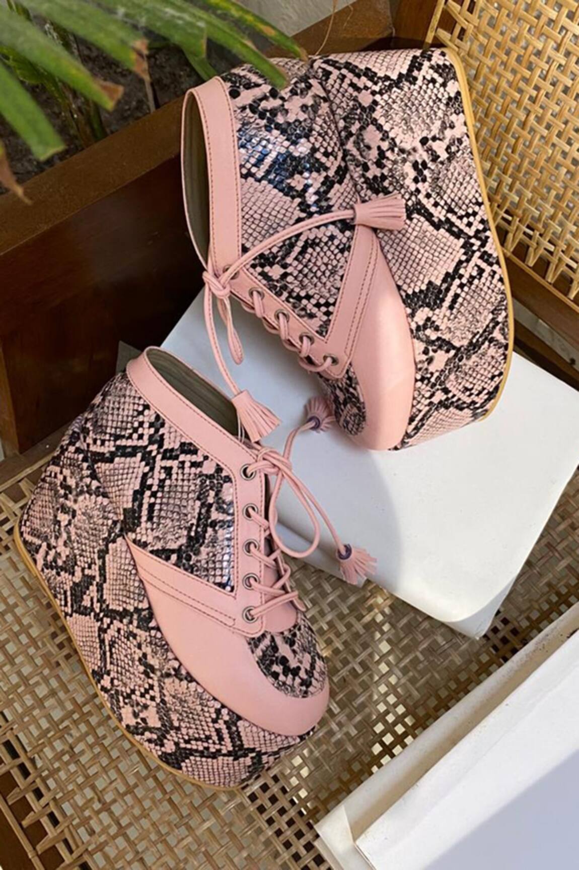 Tiesta Begum Snake Print Sneaker Wedges 