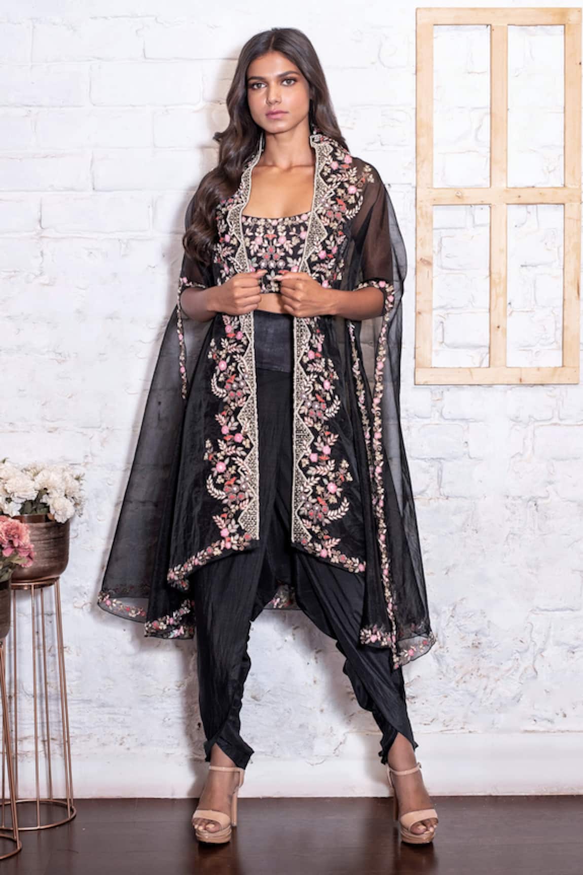 Vasavi Shah Embroidered Cape & Dhoti Pant Set