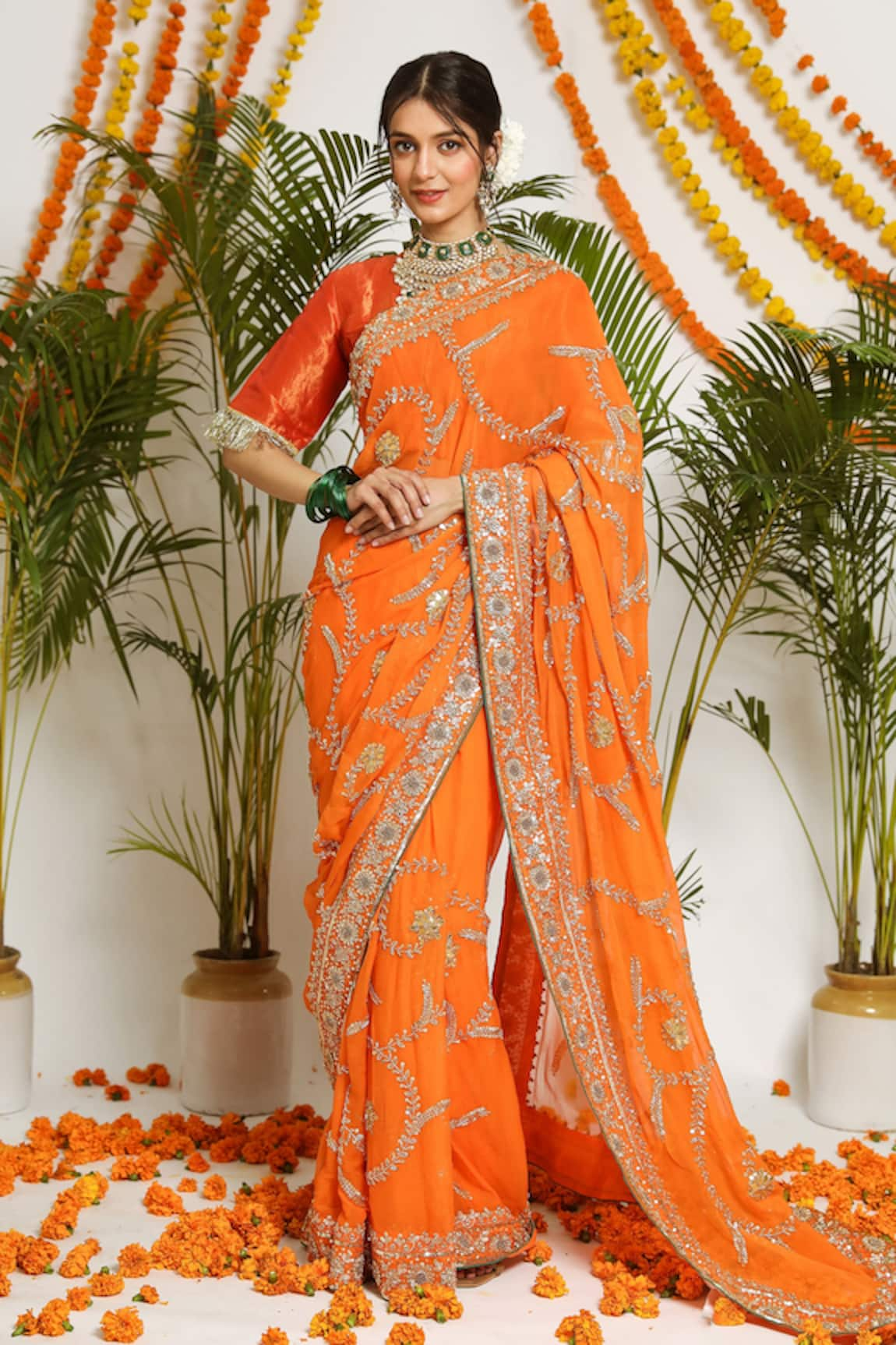 Ruar India Mehrab Chiffon Saree With Blouse