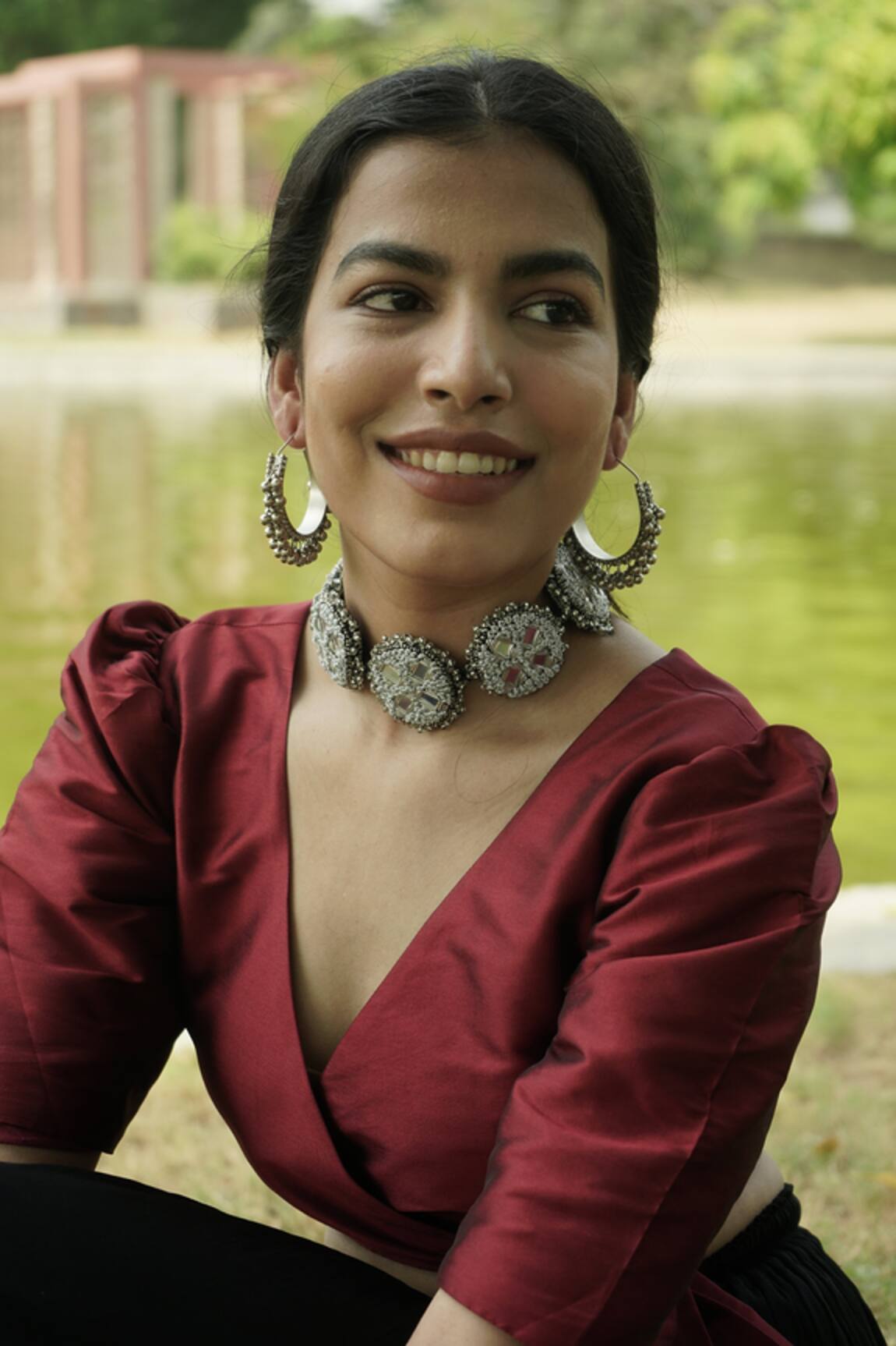 Moirra Handcrafted Mirror Work Choker 