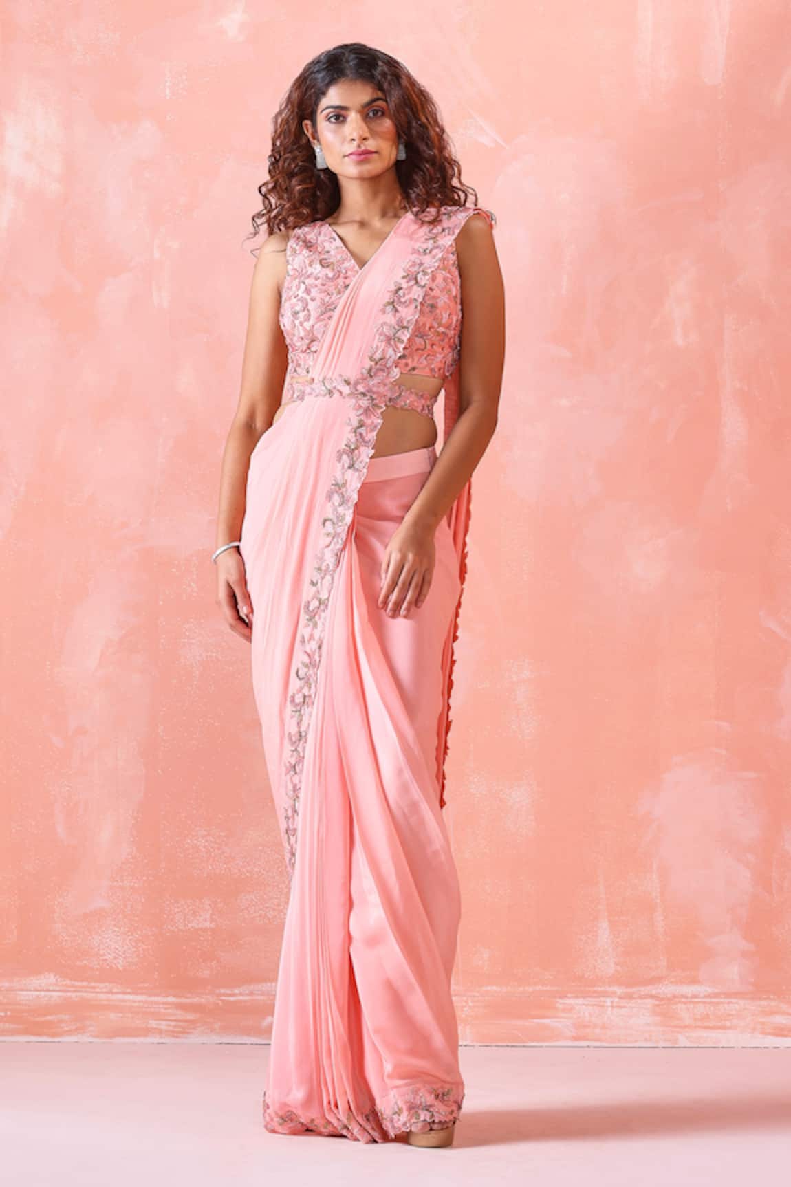Mirroir Pre-Draped Saree With Blouse 