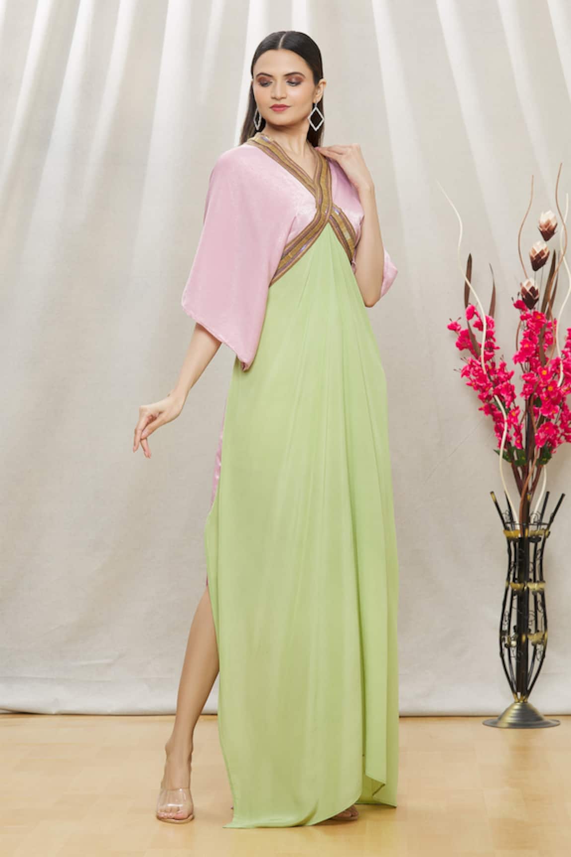 Megha Garg Colourblock Draped Gown 