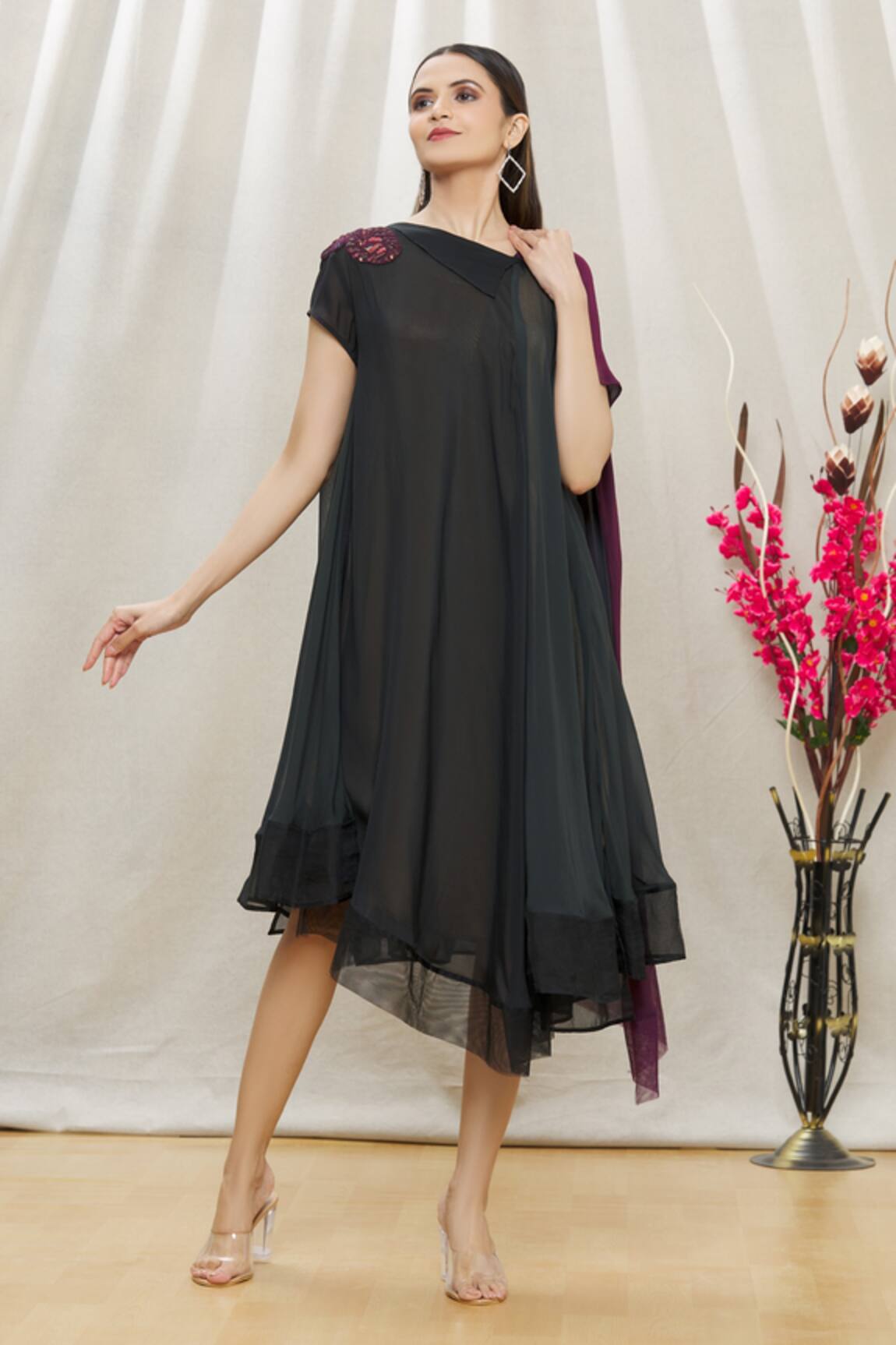 Megha Garg Colourblock Draped Dress 