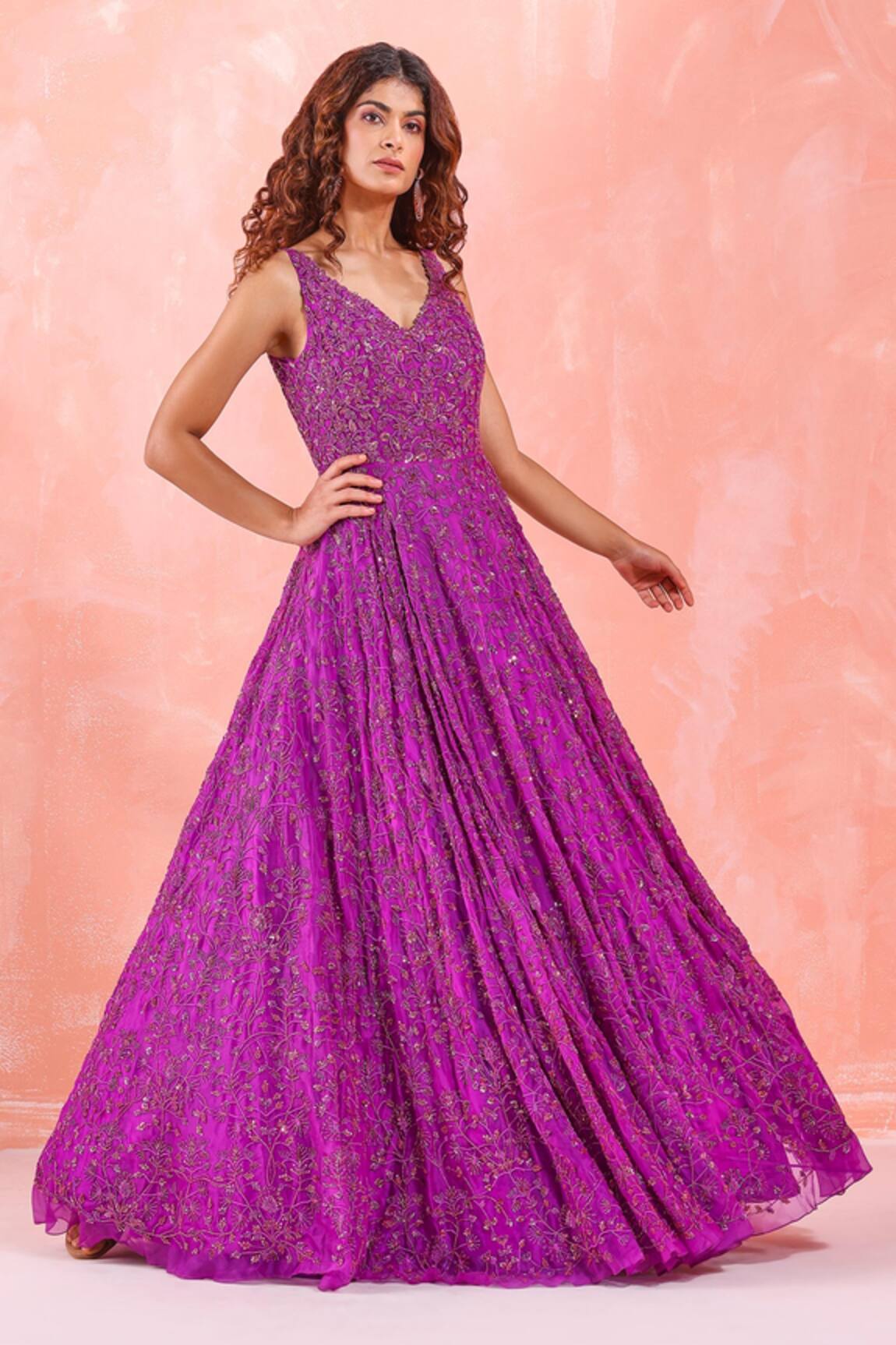 Mirroir Embroidered Flared Gown