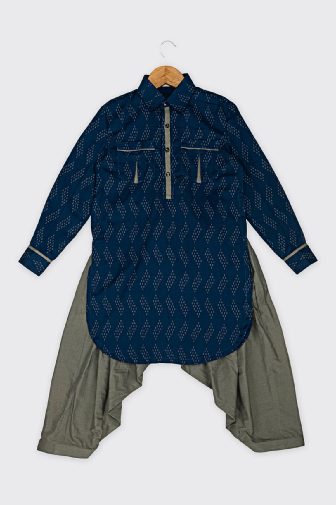 Minikin Printed Pathani Kurta Set 