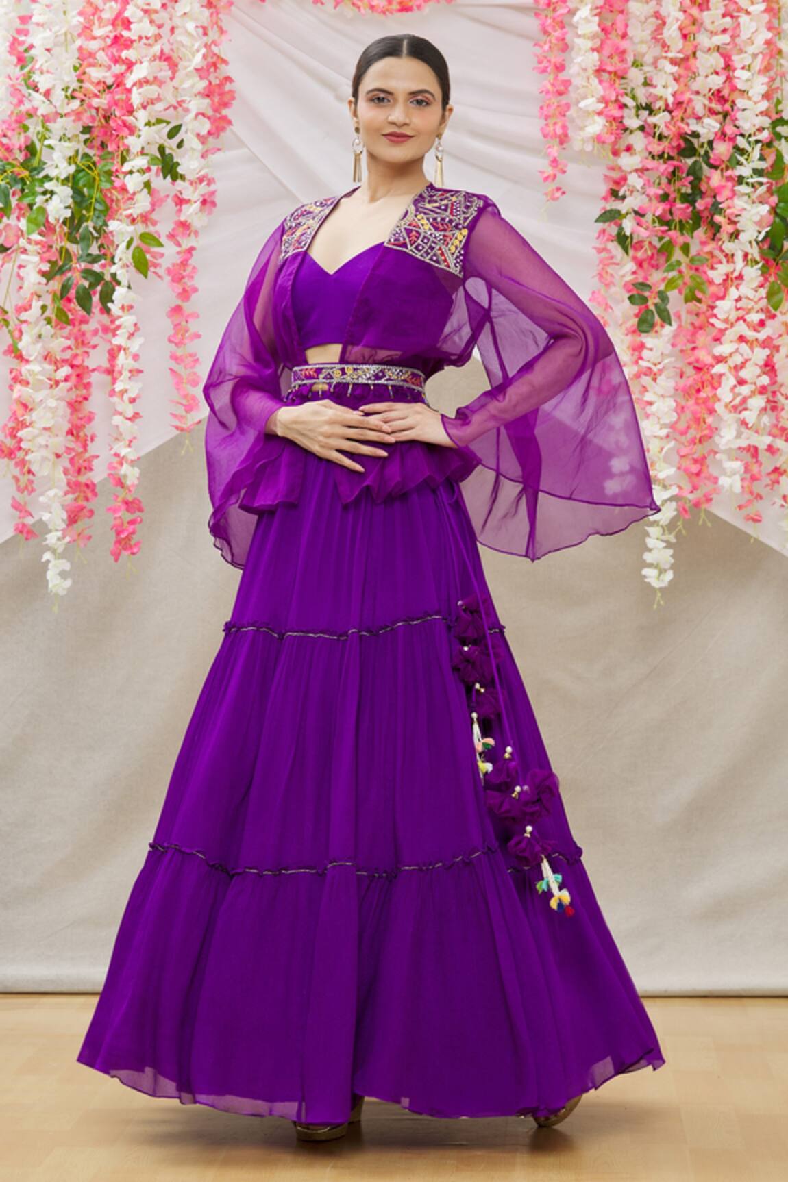 Nazaakat by Samara Singh Embroidered Cape Lehenga Set