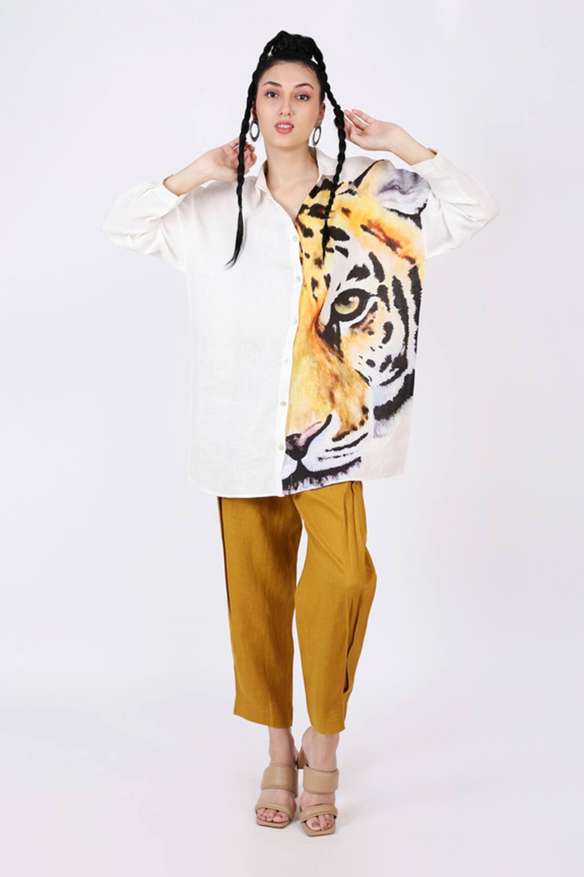 Linen Bloom Linen Tiger Print Shirt 
