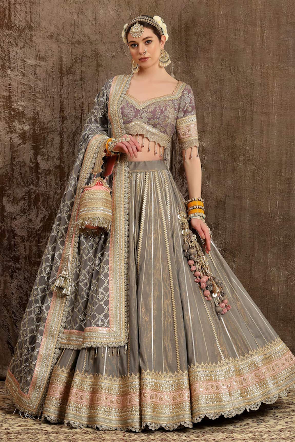 SHIKHAR SHARMA Gota Embroidered Lehenga Set 