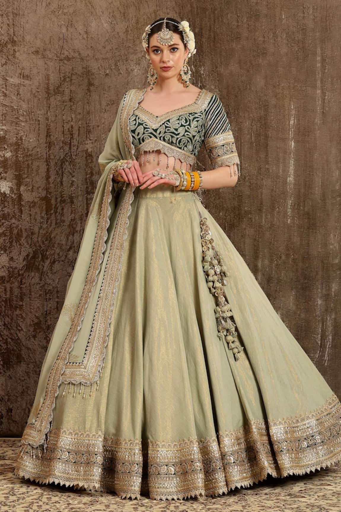 Shikhar Sharma Shimmer Chanderi Bridal Lehenga Set