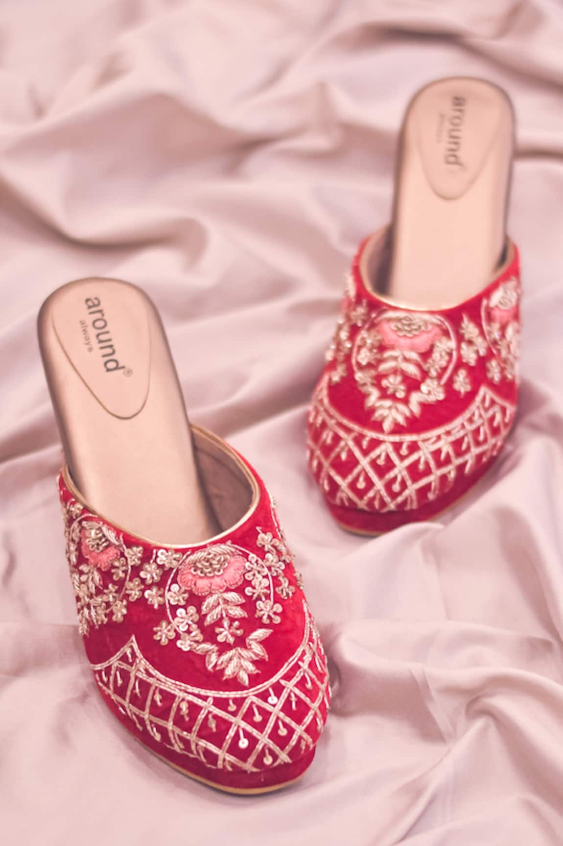 Around Always Dina Velvet Block Heel Sandals 