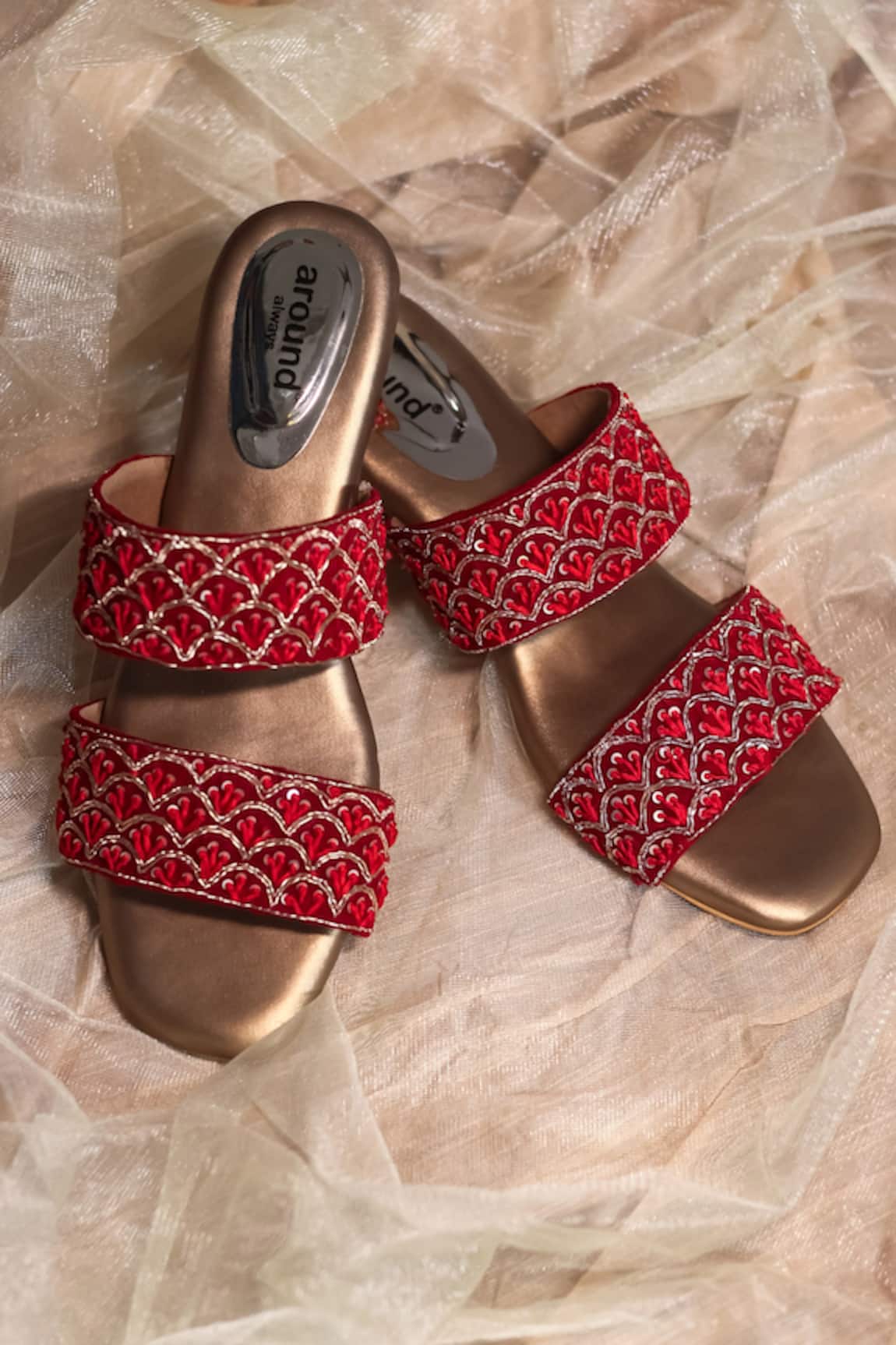 Around Always Niva Embroidered Block Heels 