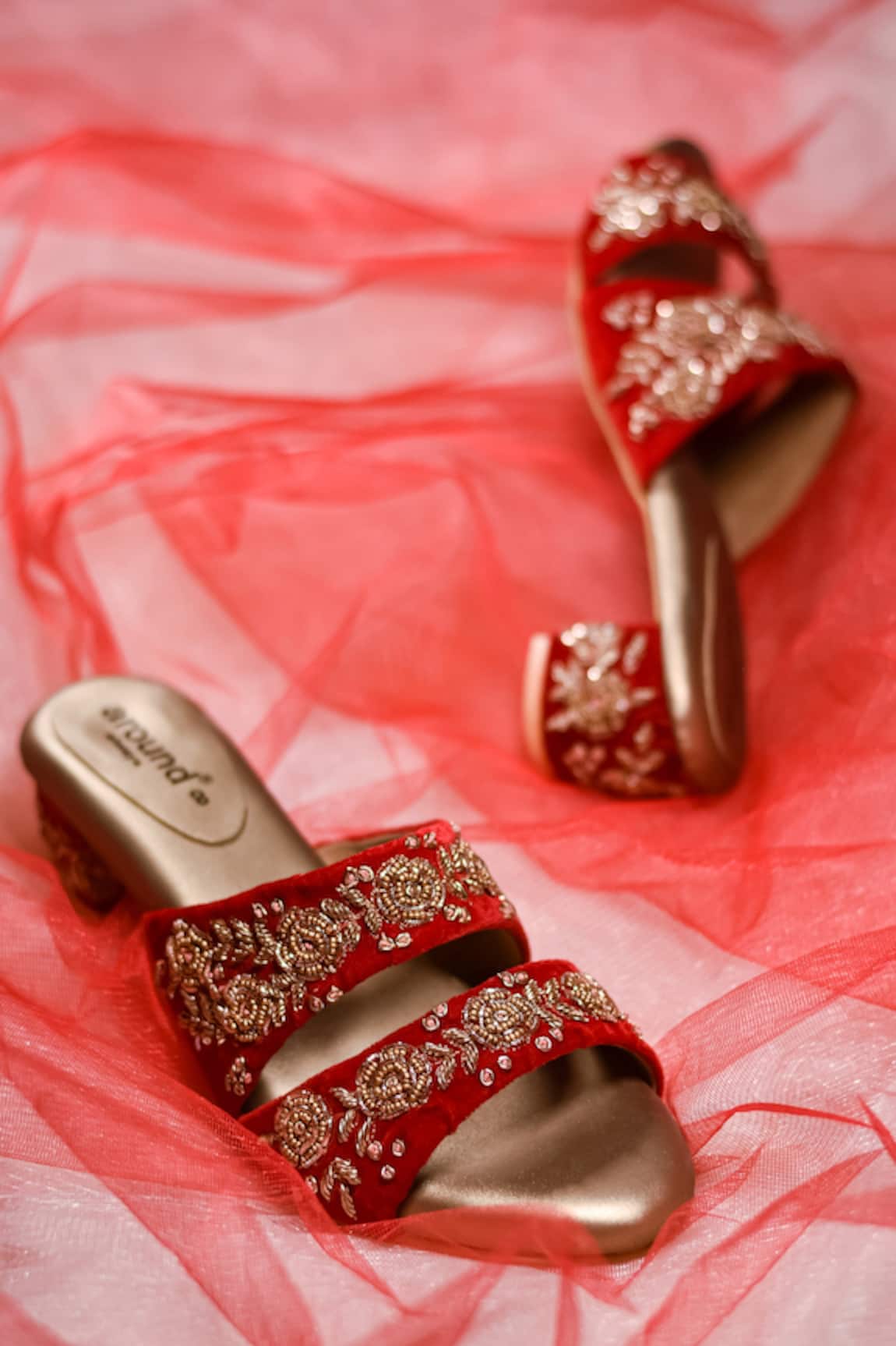 Around Always Gulshan Velvet Block Heels 