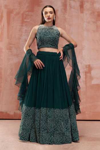 Suruchi Parakh Floral Embroidered Lehenga Set 