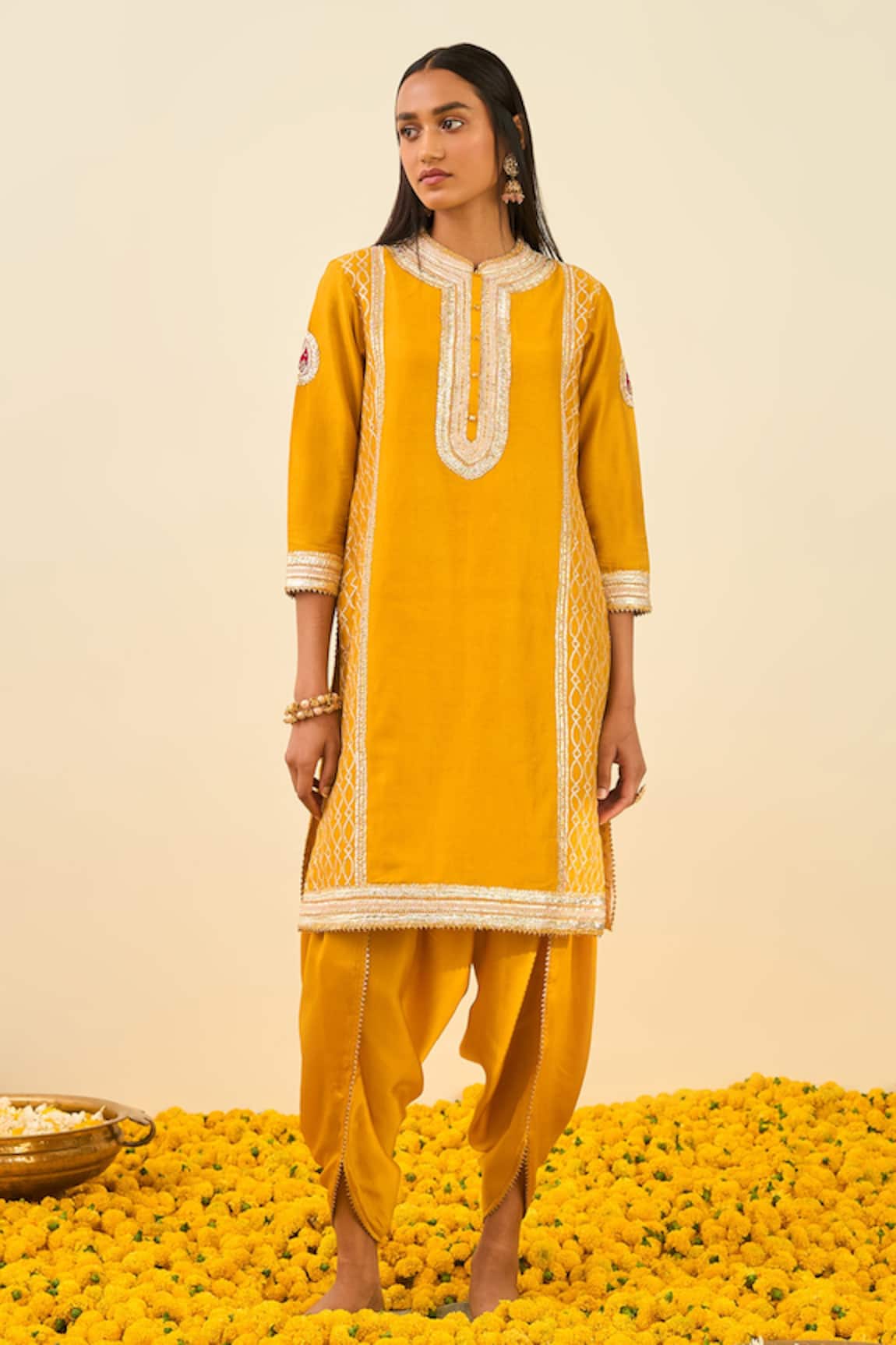 Sheetal Batra Aliza Silk Chanderi Kurta & Dhoti Pant Set 