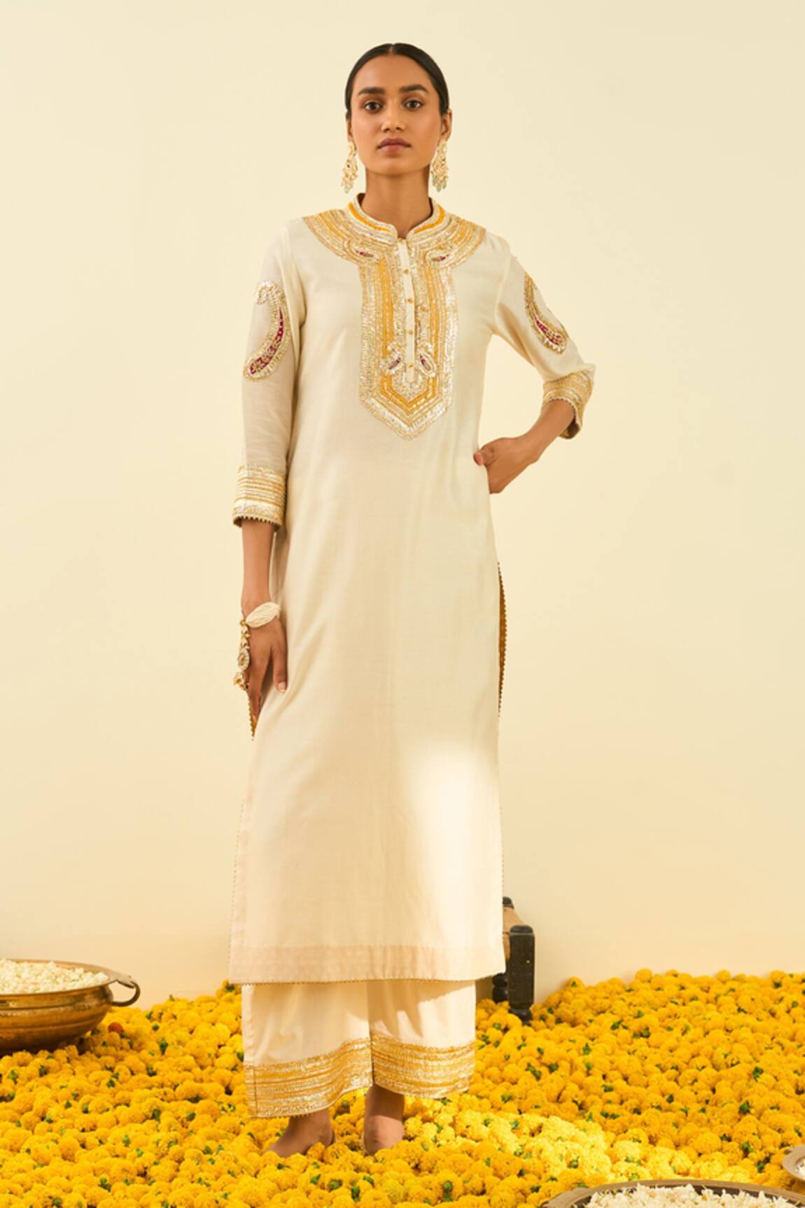 Sheetal Batra Aliyah Silk Chanderi Kurta & Palazzo Set 