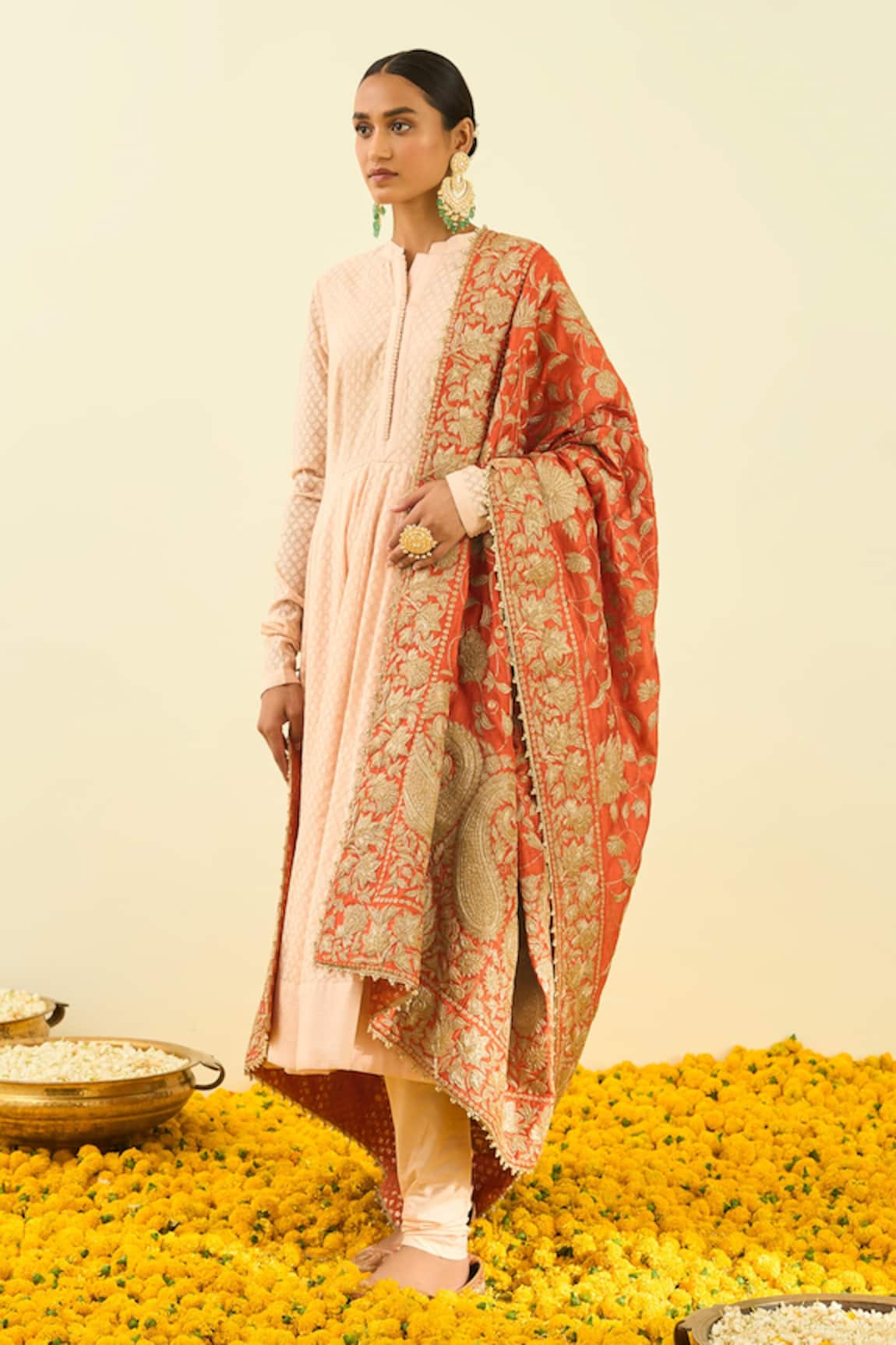 Sheetal Batra Raw Silk Tilla Embroidered Dupatta 