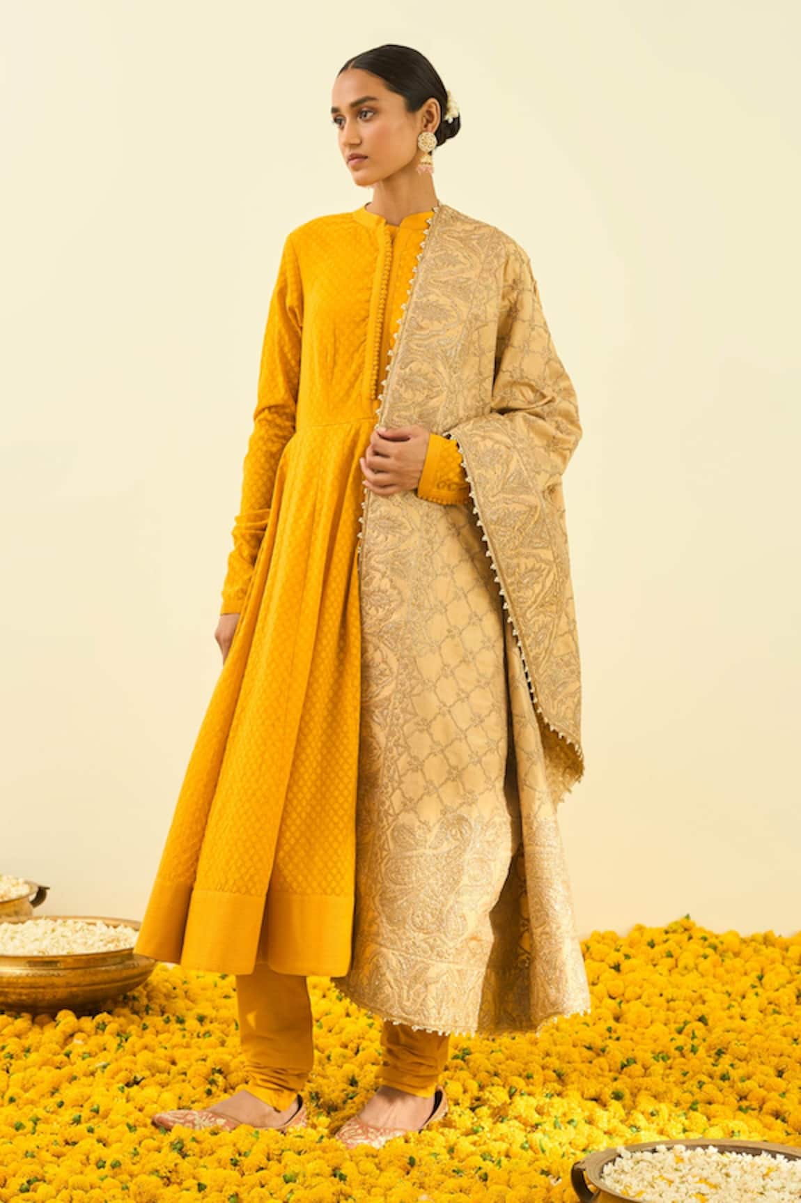 Sheetal Batra Raw Silk Tilla Embroidered Dupatta 