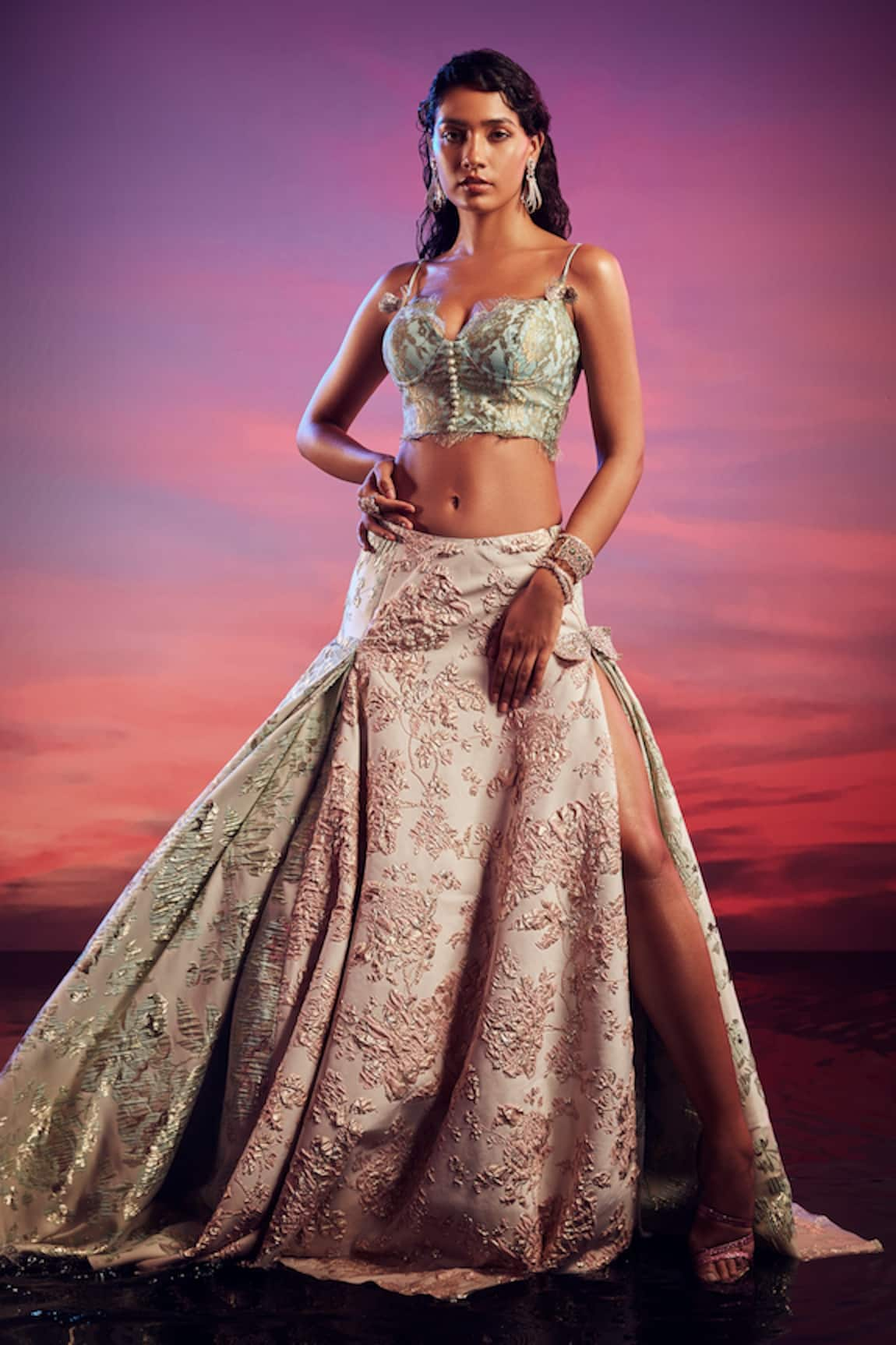 Shehlaa Khan Brocade Lehenga Set