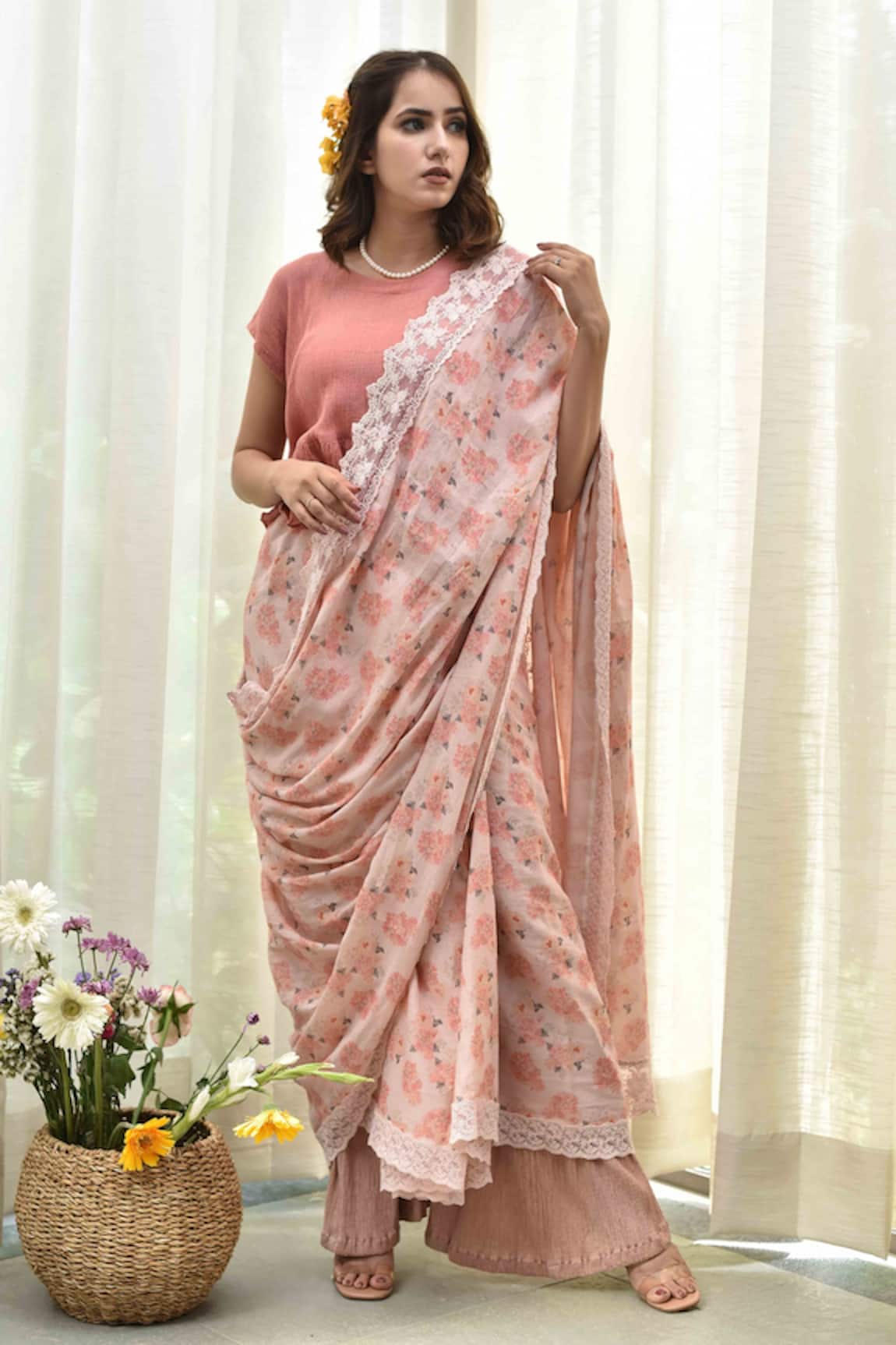Tussah by Siddhi Shah Floral Print Saree With Blouse
