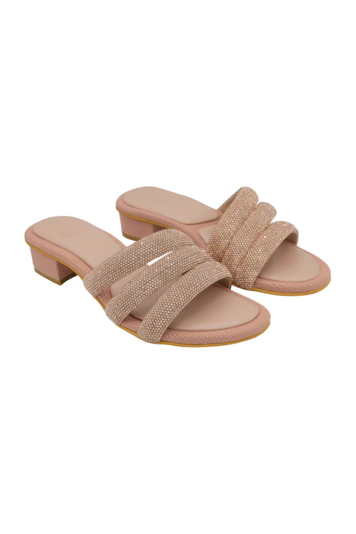 Veruschka By Payal Kothari Diamante Strappy Block Heels 