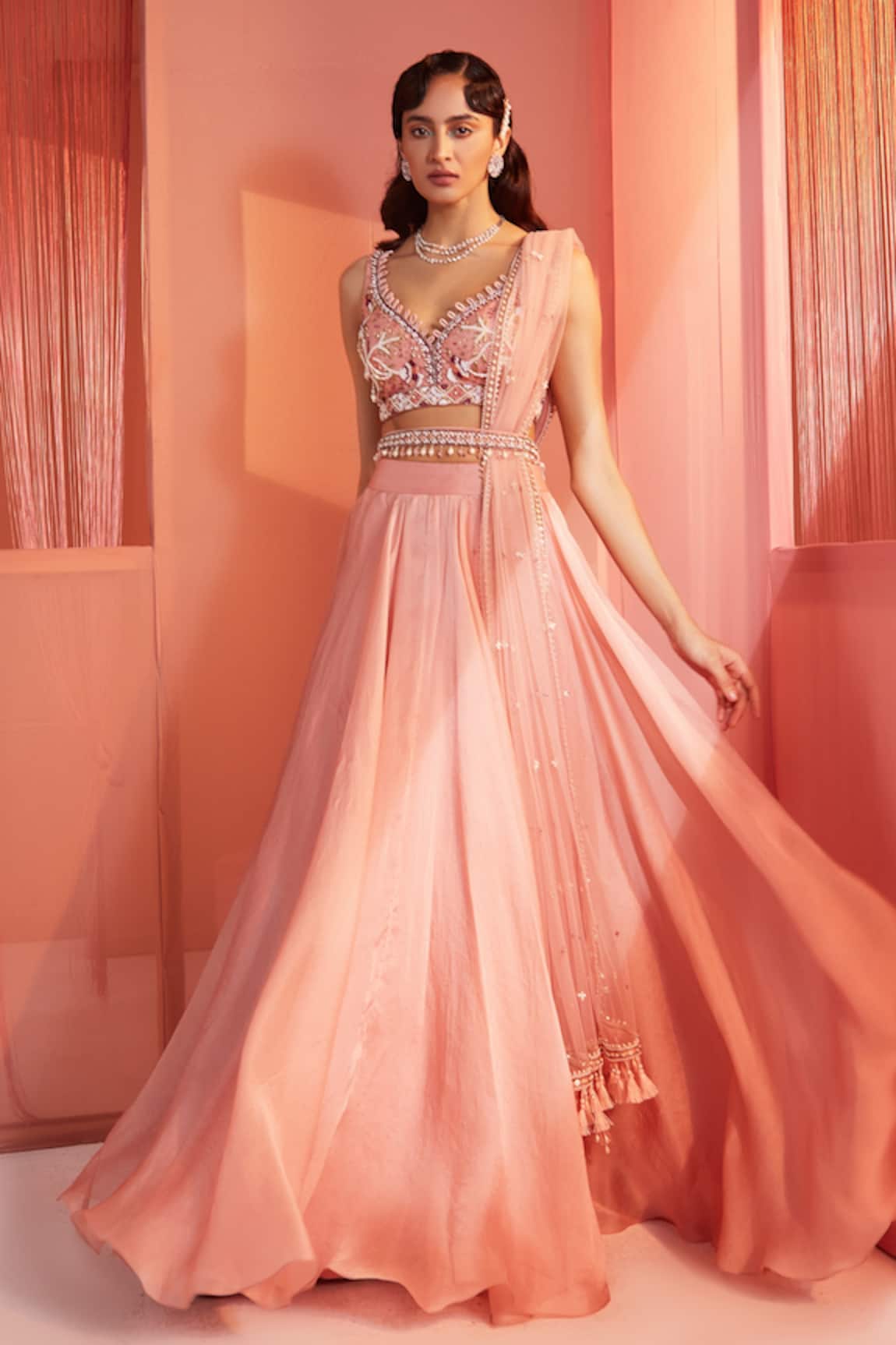 Label Sanya Gulati Lehenga & Embroidered Blouse Set