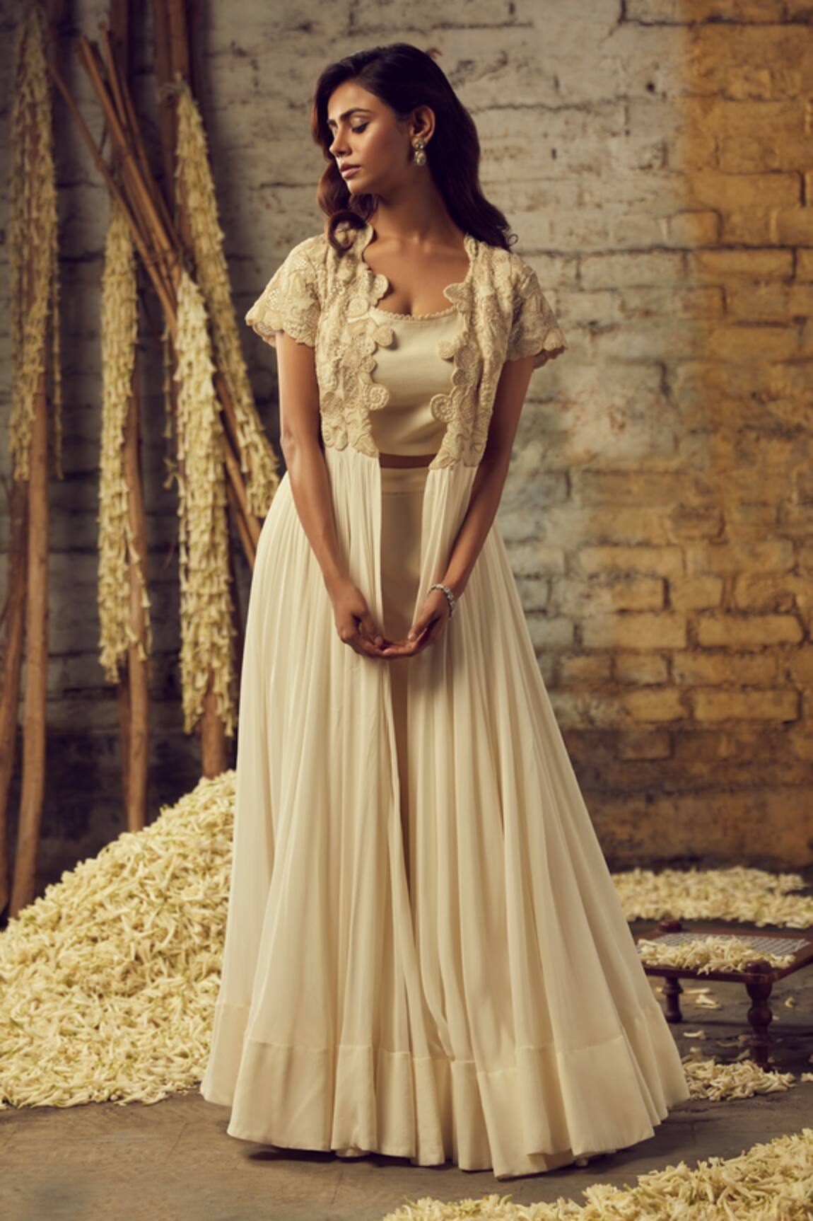 Nehha Nhata Embroidered Flared Jacket Palazzo Set