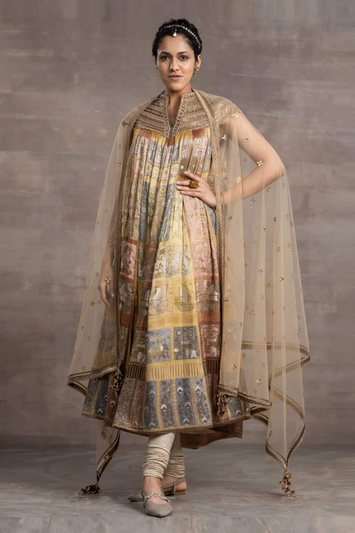 Tarun Tahiliani Jacquard Printed Anarkali Set