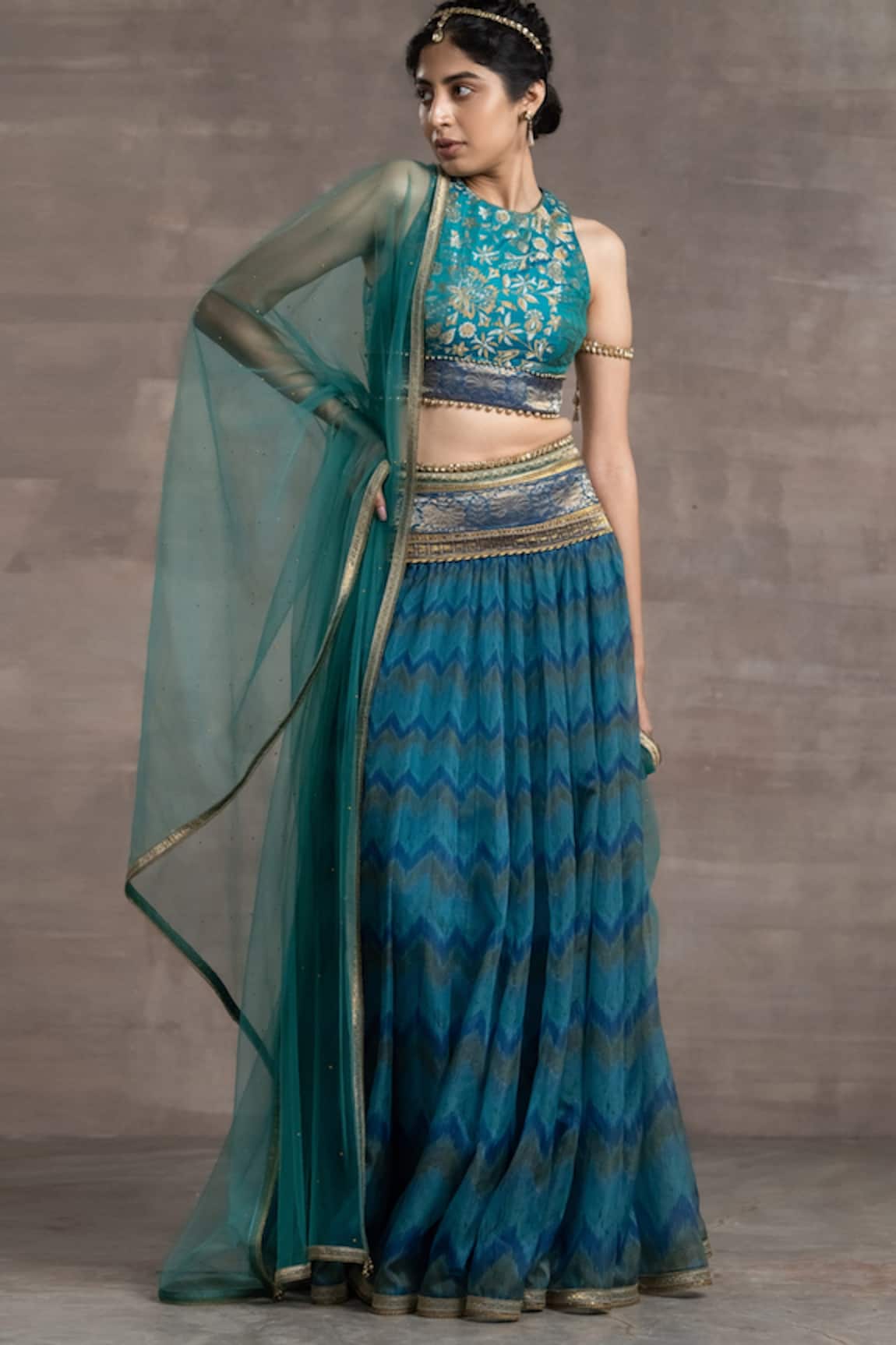 Tarun Tahiliani Geometric Print Lehenga Set 
