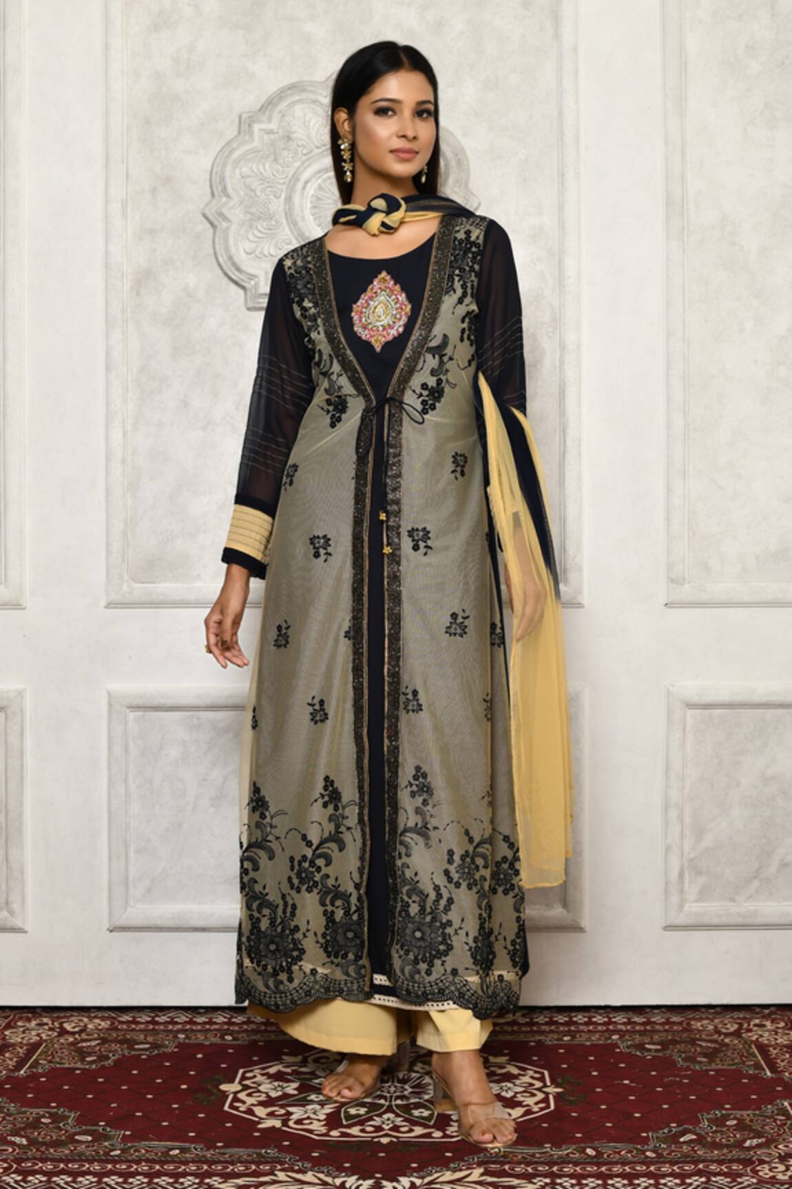 Aryavir Malhotra Jacket Style Angarkha Kurta Palazzo Set