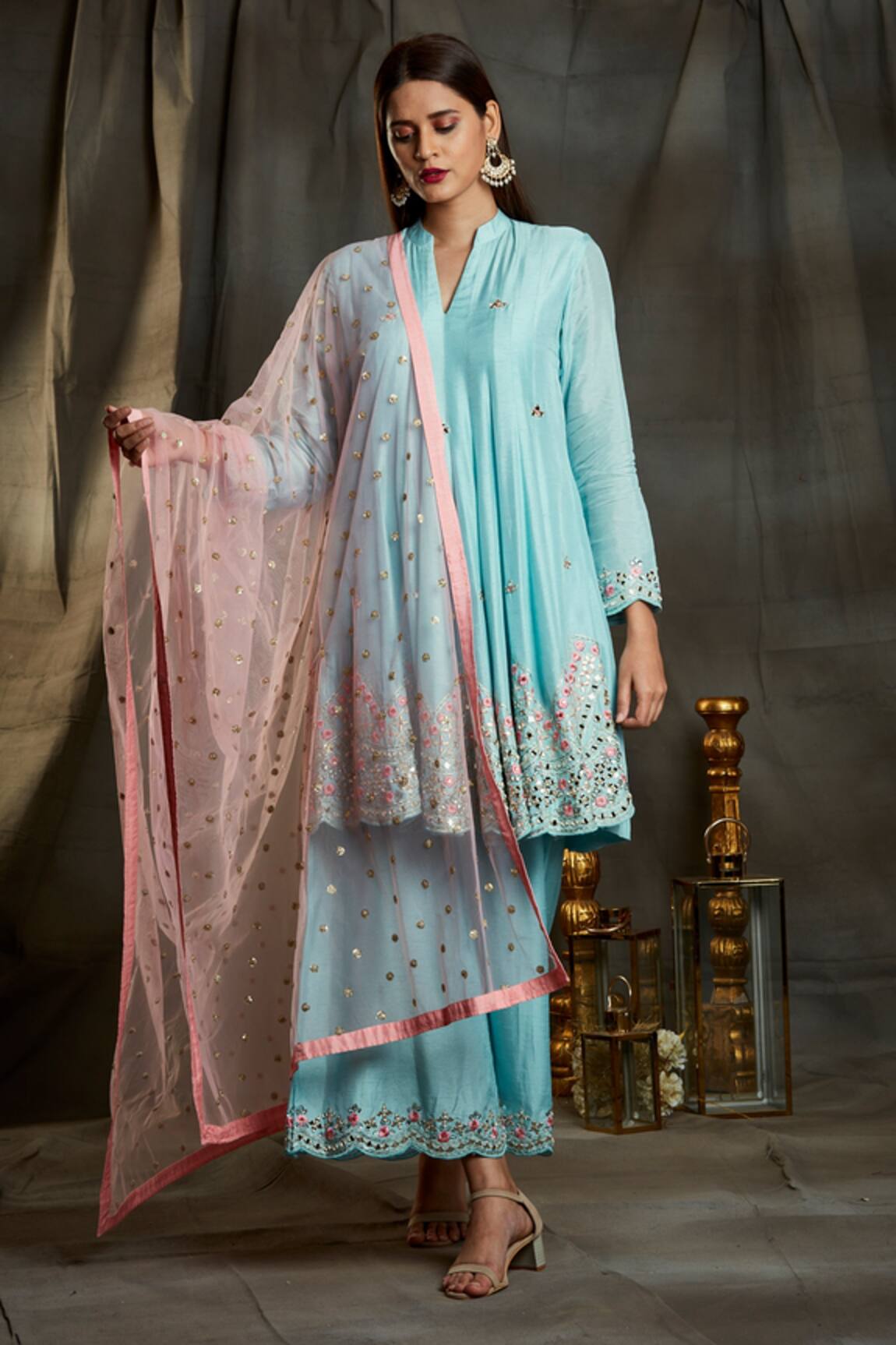 Sunita Nagi Embroidered Anarkali Palazzo Set 