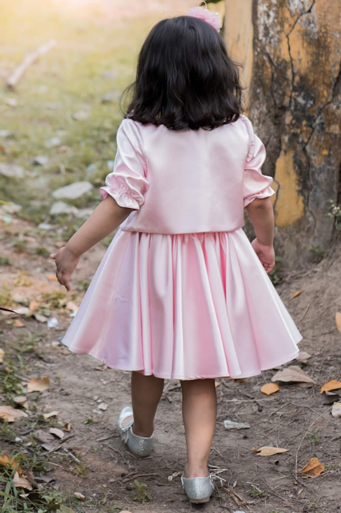 Buy Pink Imported Satin Embellished Pearl Puffed Sleeve Jacket