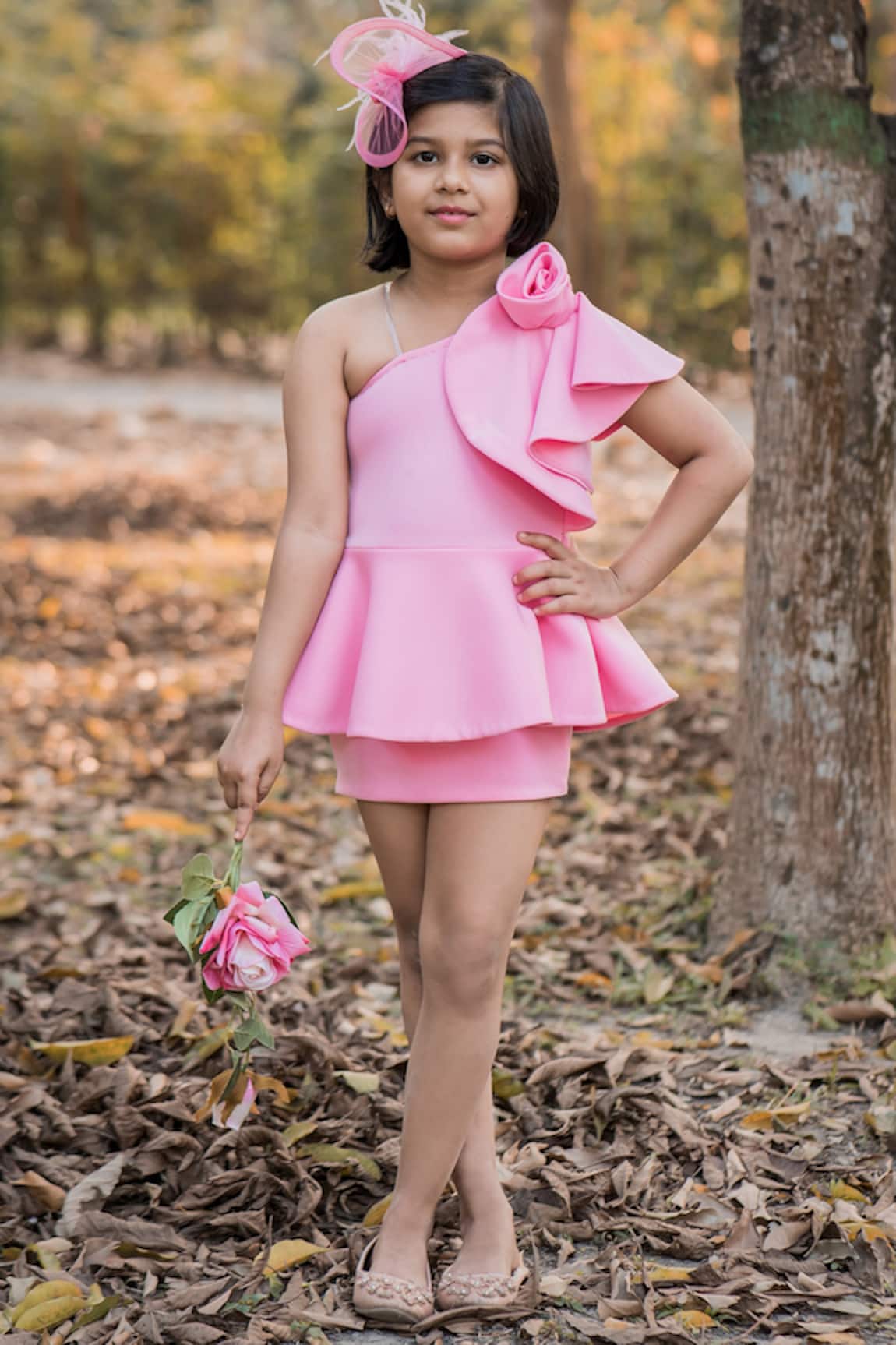 Buy Toplove Pink One Shoulder Bodycon Dress For Girls Online | Aza Fashions
