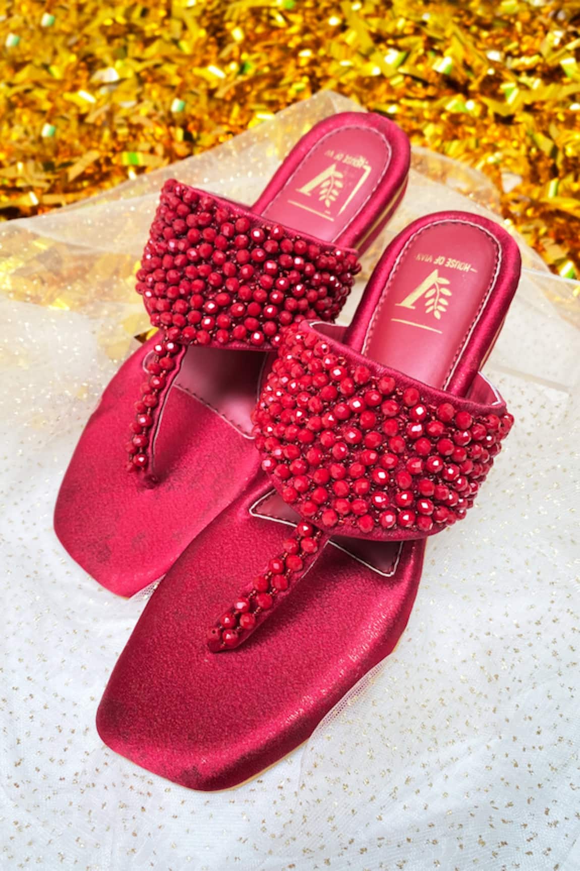 House of Vian Kyra Bead Embroidered T-Strap Flats