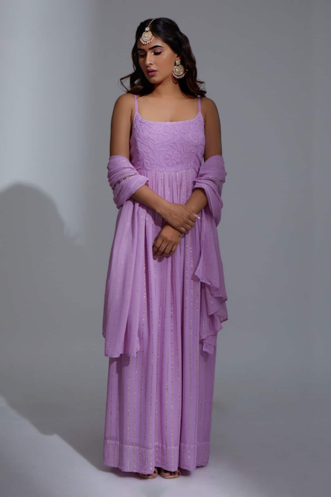 LABEL AISHWARYRIKA Eclipse Chikankari Embroidered Anarkali