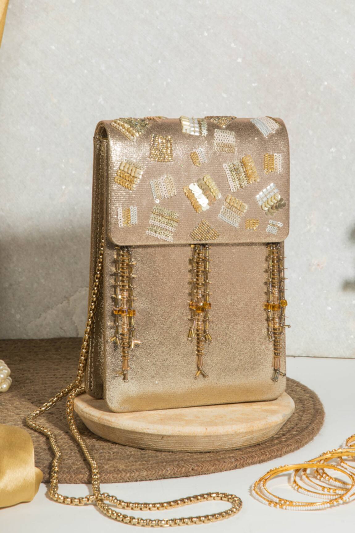 The Purple Sack Nagma Embellished Clutch With Sling