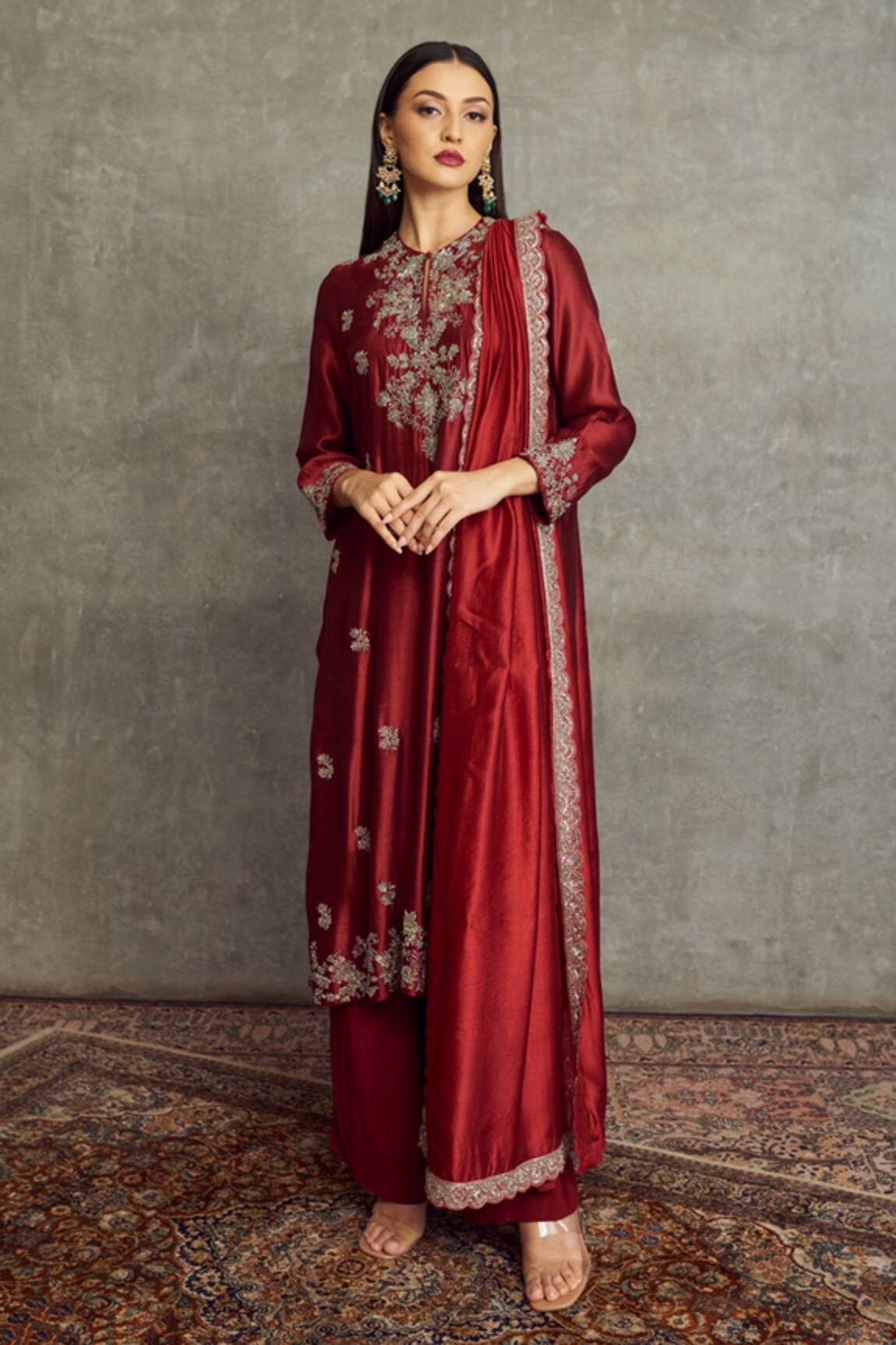 JAYANTI REDDY Embroidered Kurta Palazzo Set 