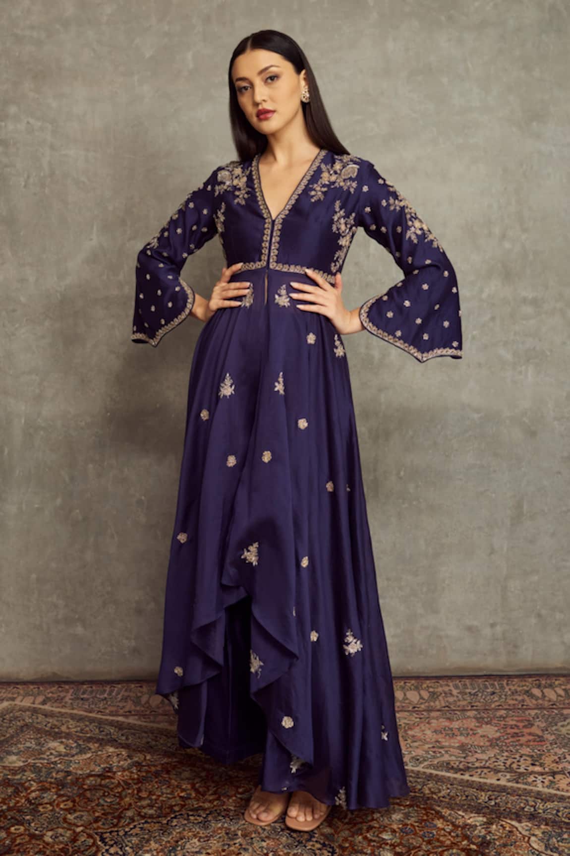 JAYANTI REDDY Chanderi Silk Anarkali & Palazzo Set 