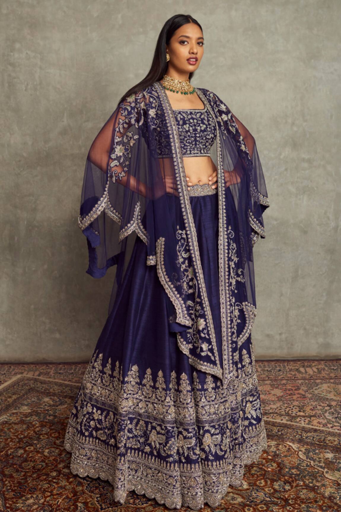 Jayanti Reddy Floral Embroidered Cape Lehenga Set