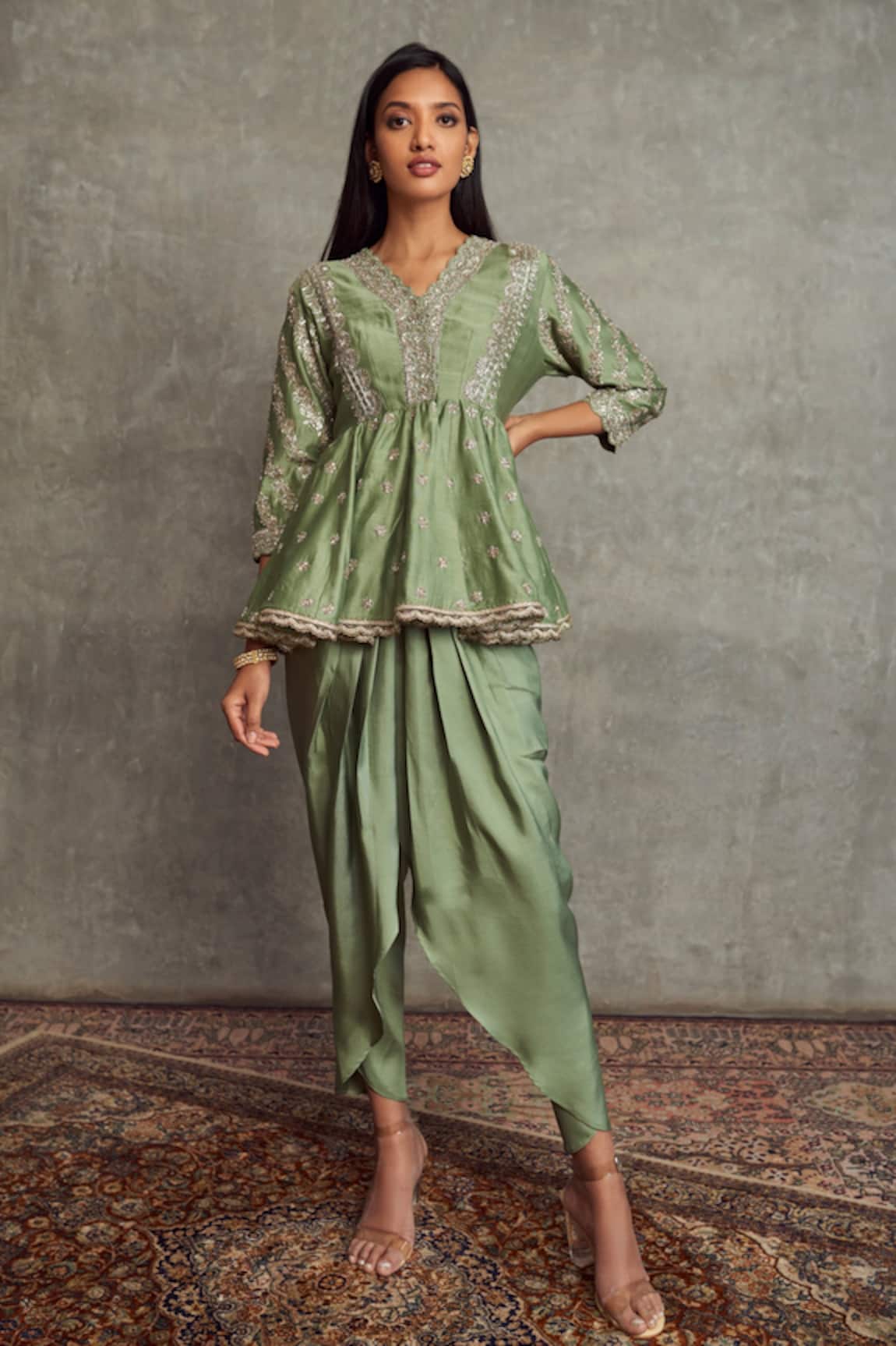 JAYANTI REDDY Chanderi Silk Dhoti Pant Set
