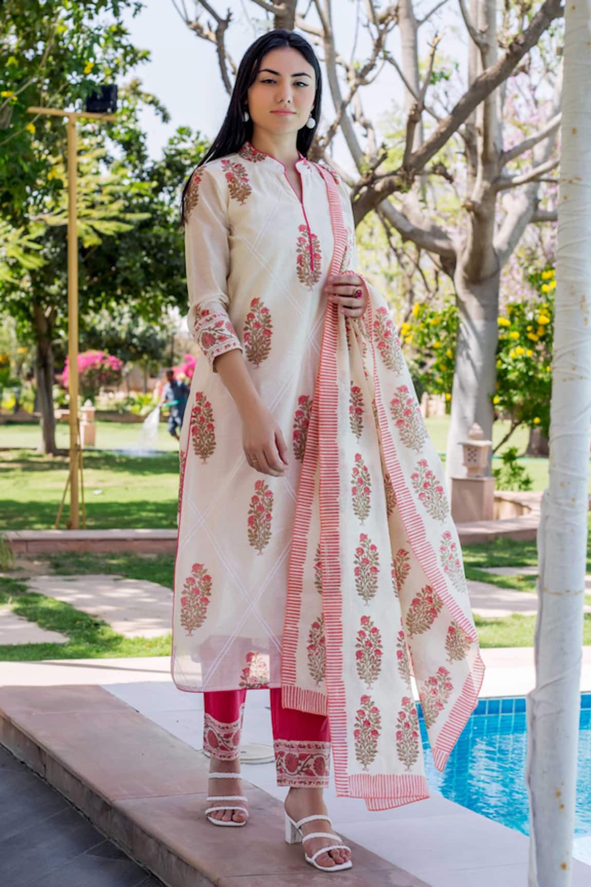 Missprint Chanderi Block Print Kurta Set 