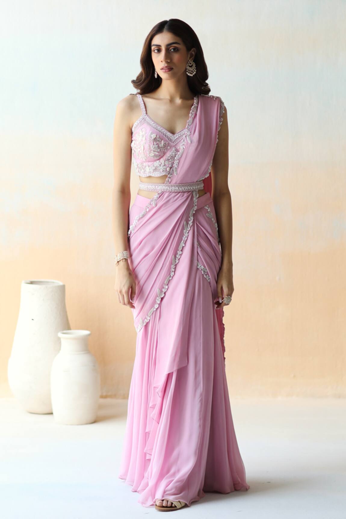 Aman Takyar Pre-Draped Saree With Blouse