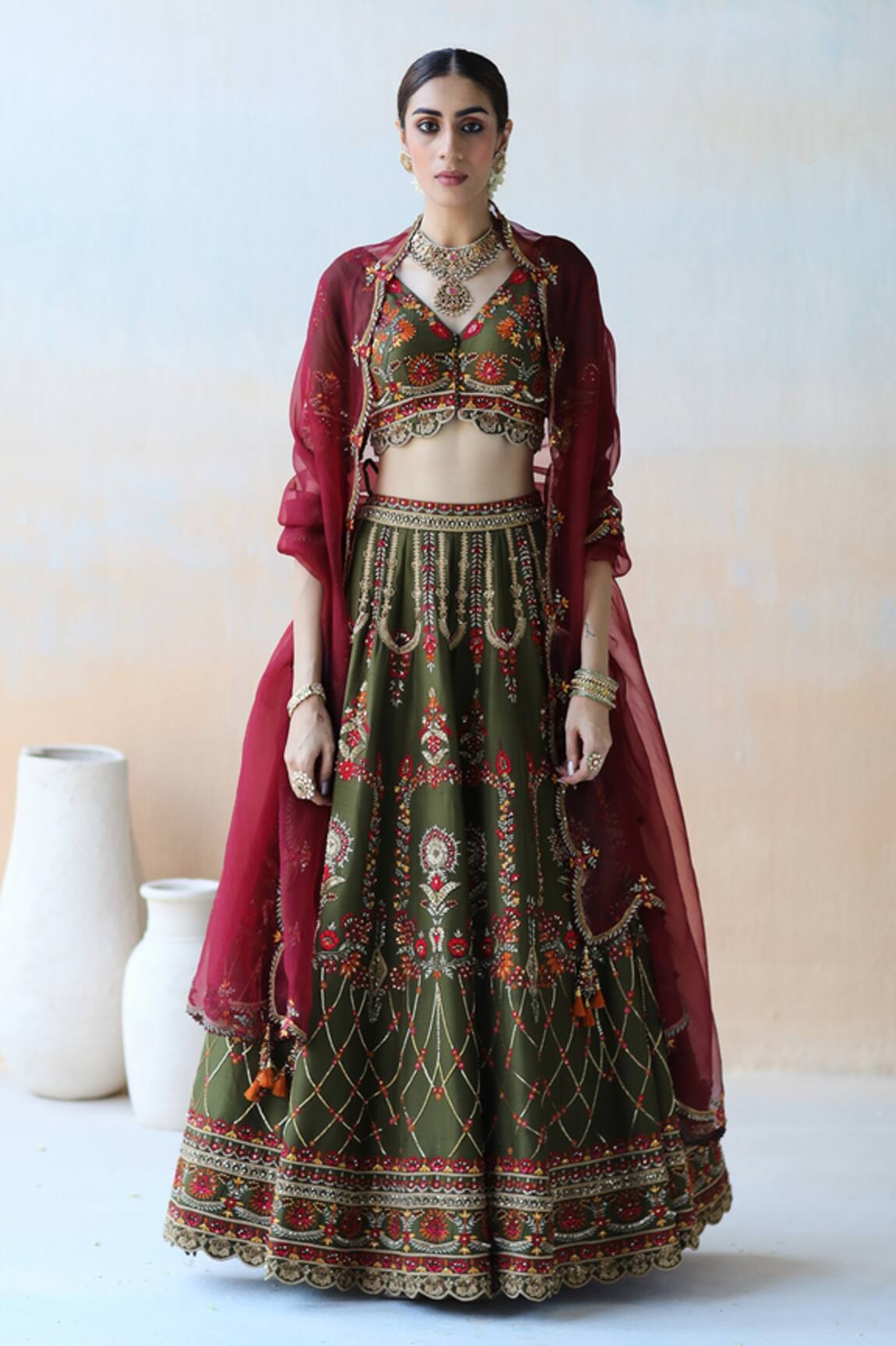 Aman Takyar Floral Embroidered Bridal Lehenga Set