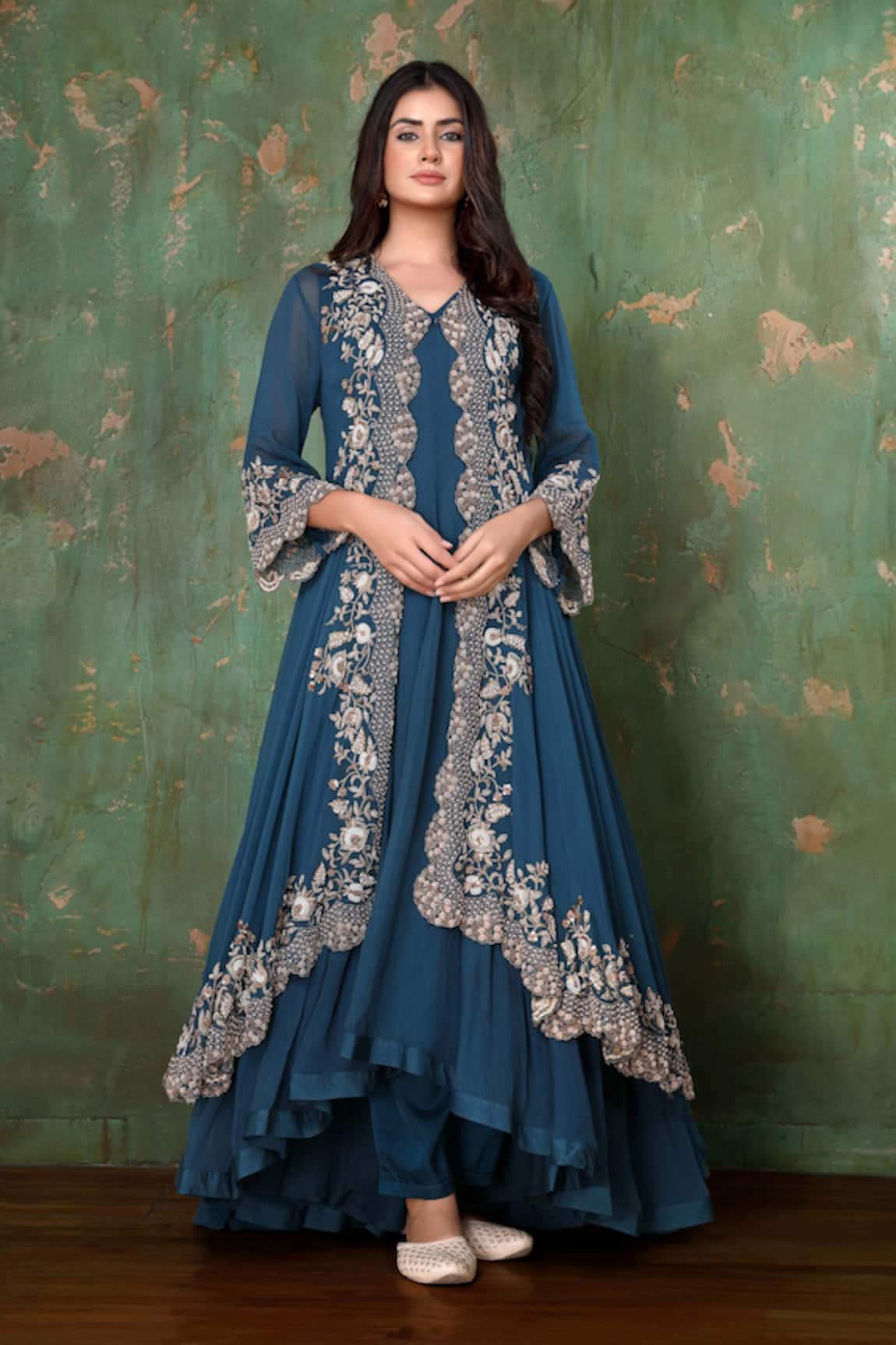 Preeti Jhawar Embroidered Jacket & Pant Set